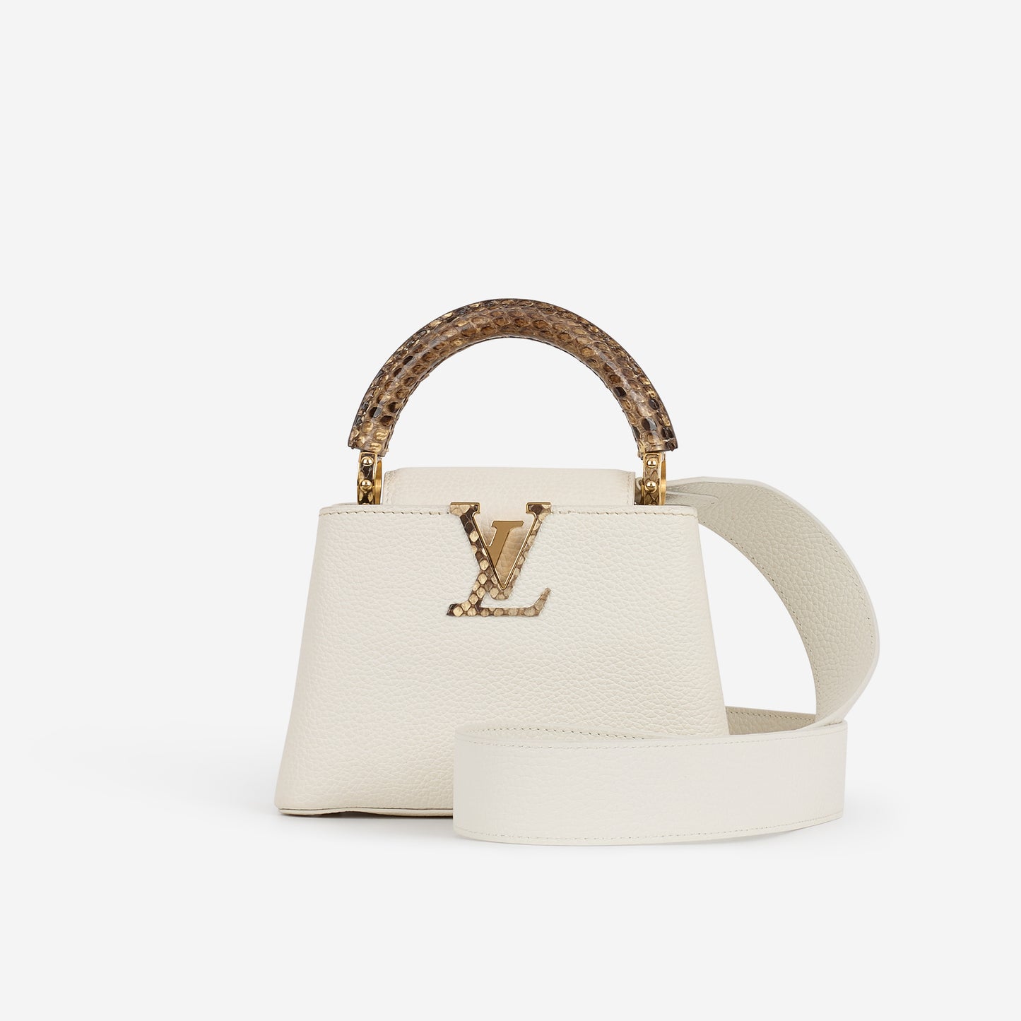 Louis Vuitton Mini Capucines - White Taurillon / Python Handle | Gold Hardware