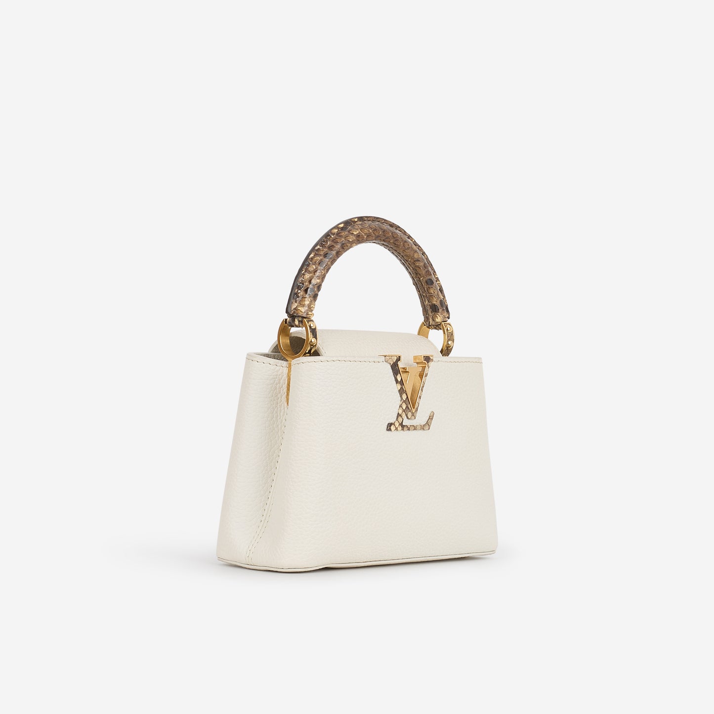 Louis Vuitton Mini Capucines - White Taurillon / Python Handle | Gold Hardware