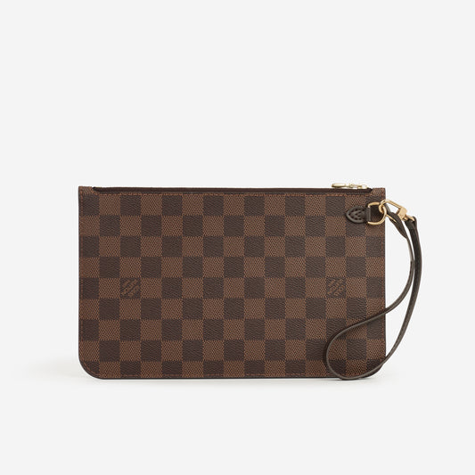 Louis Vuitton Neverfull MM Pouch - Damier Ebene | Gold Hardware