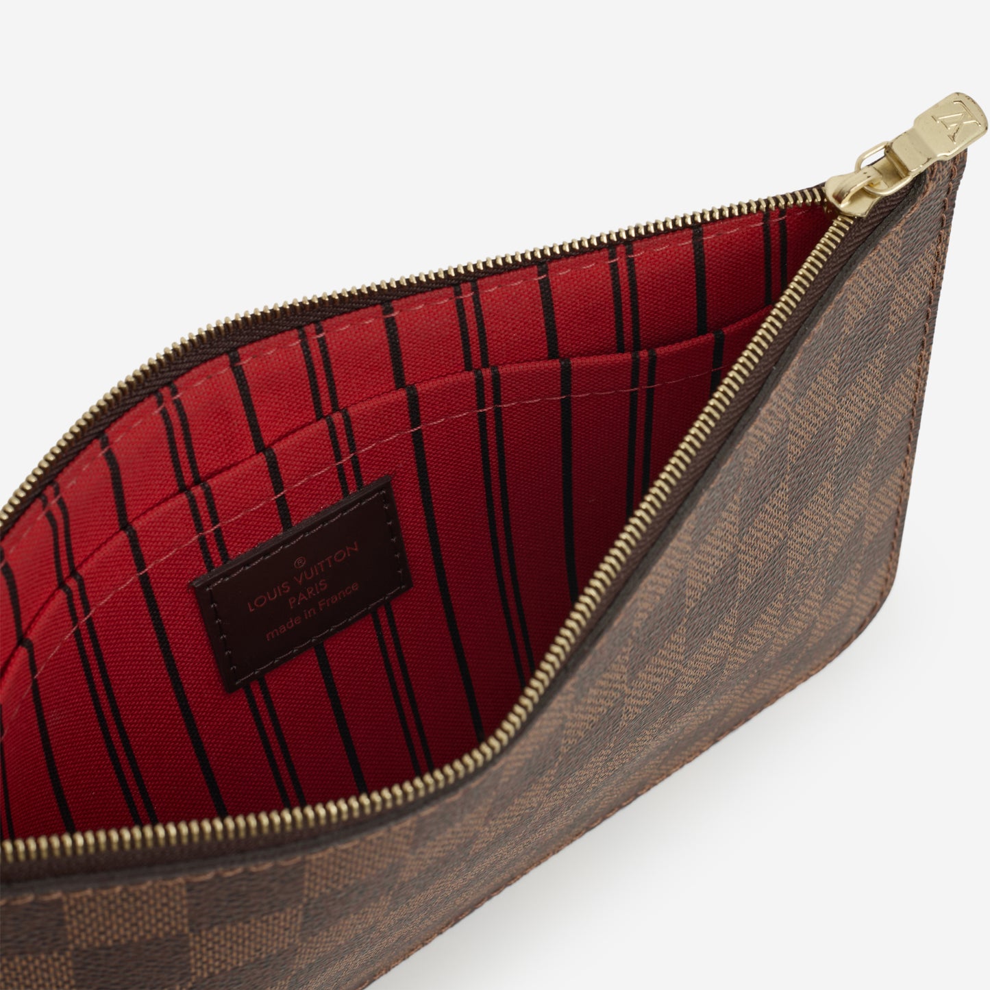Louis Vuitton Neverfull MM Pouch - Damier Ebene | Gold Hardware