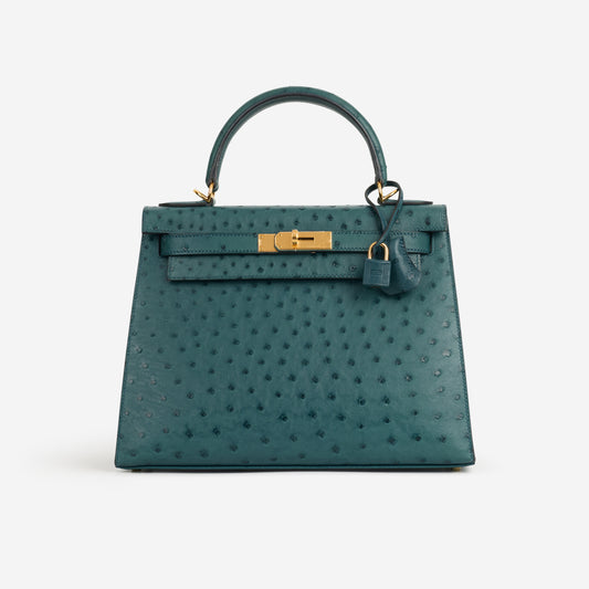 Hermès Kelly 28 - Bleu Colvert Ostrich | Gold Hardware | 2017 - Bagista