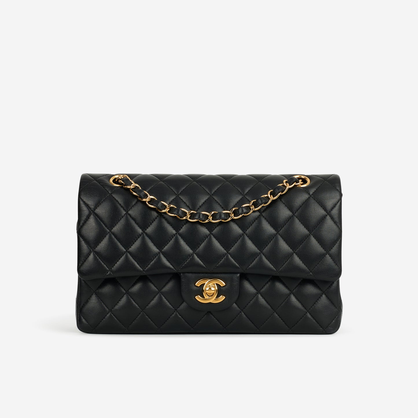 Chanel Medium Classic Flap - Black Lambskin | Gold Hardware - Bagista