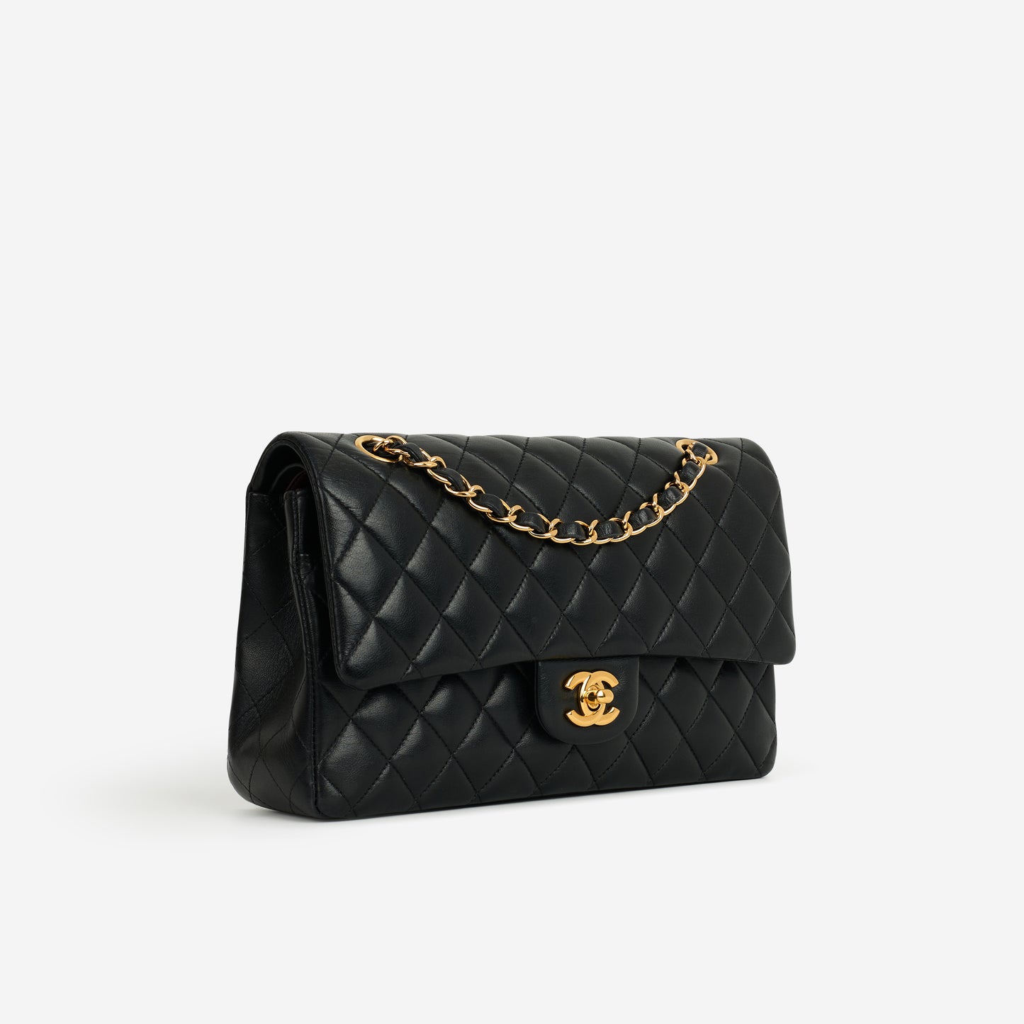 Chanel Medium Classic Flap - Black Lambskin | Gold Hardware - Bagista