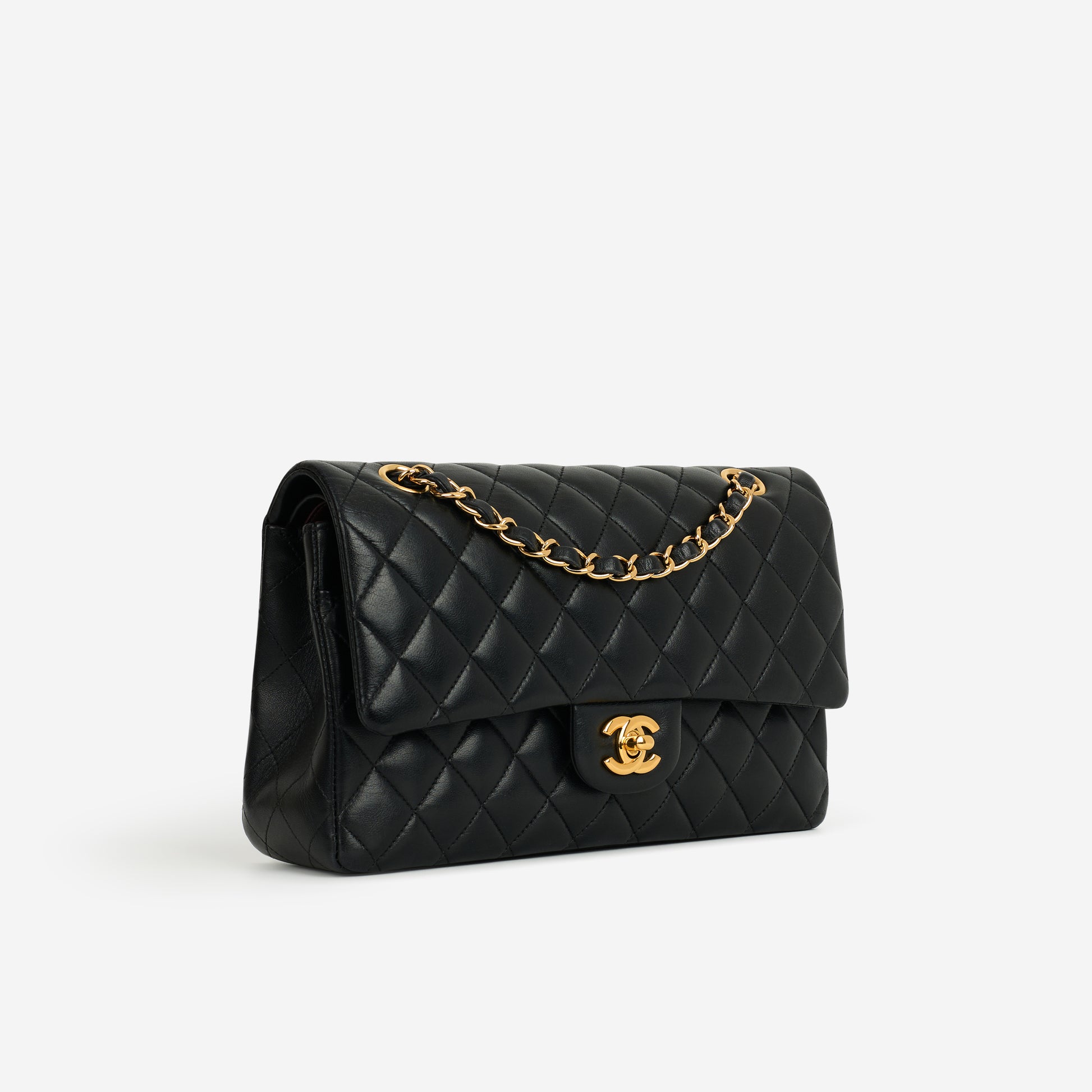 Chanel Medium Classic Flap - Black Lambskin | Gold Hardware - Bagista