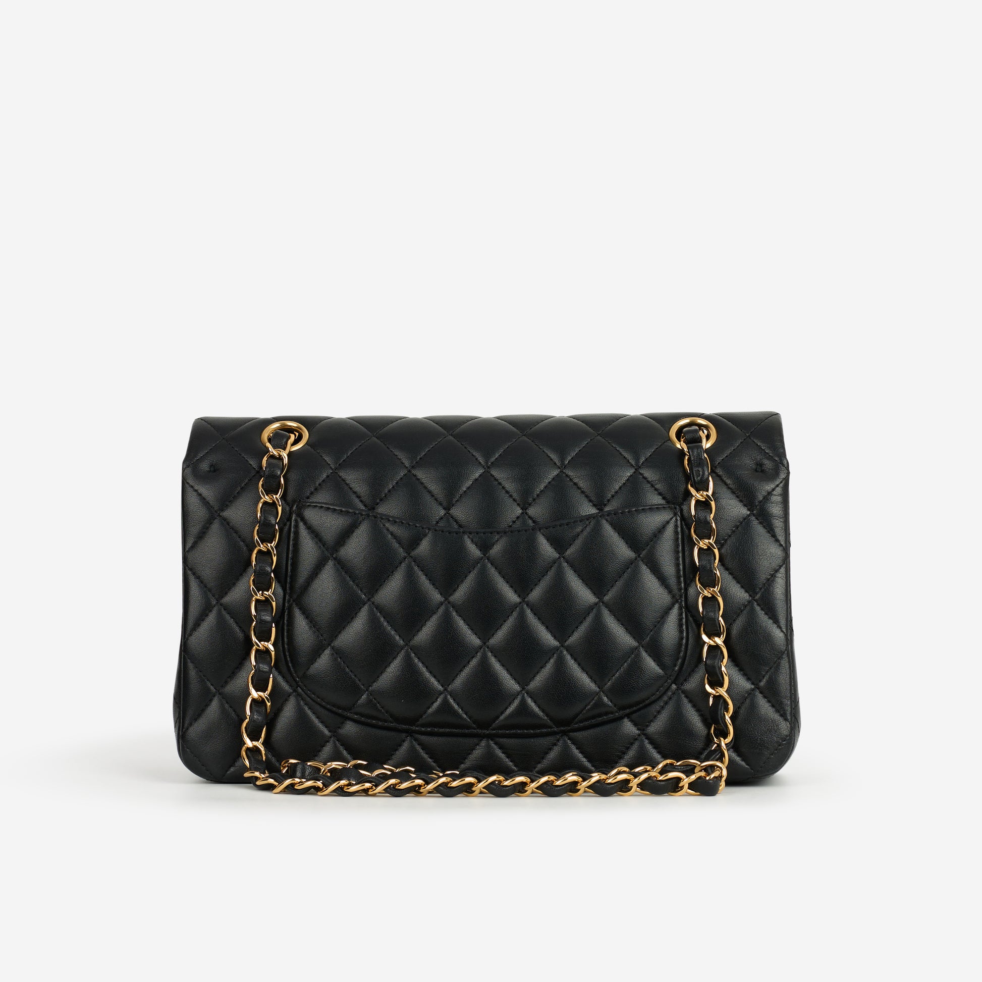 Chanel Medium Classic Flap - Black Lambskin | Gold Hardware - Bagista