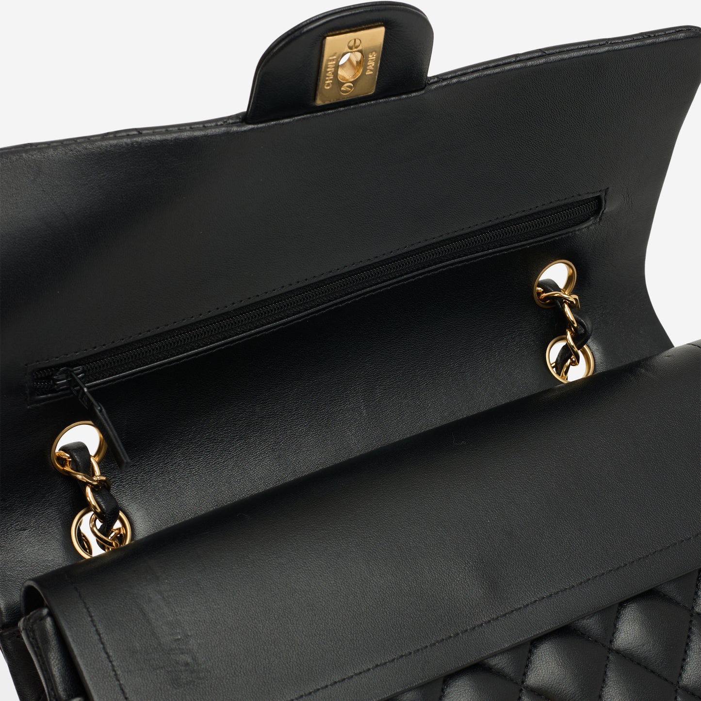 Chanel Medium Classic Flap - Black Lambskin | Gold Hardware - Bagista