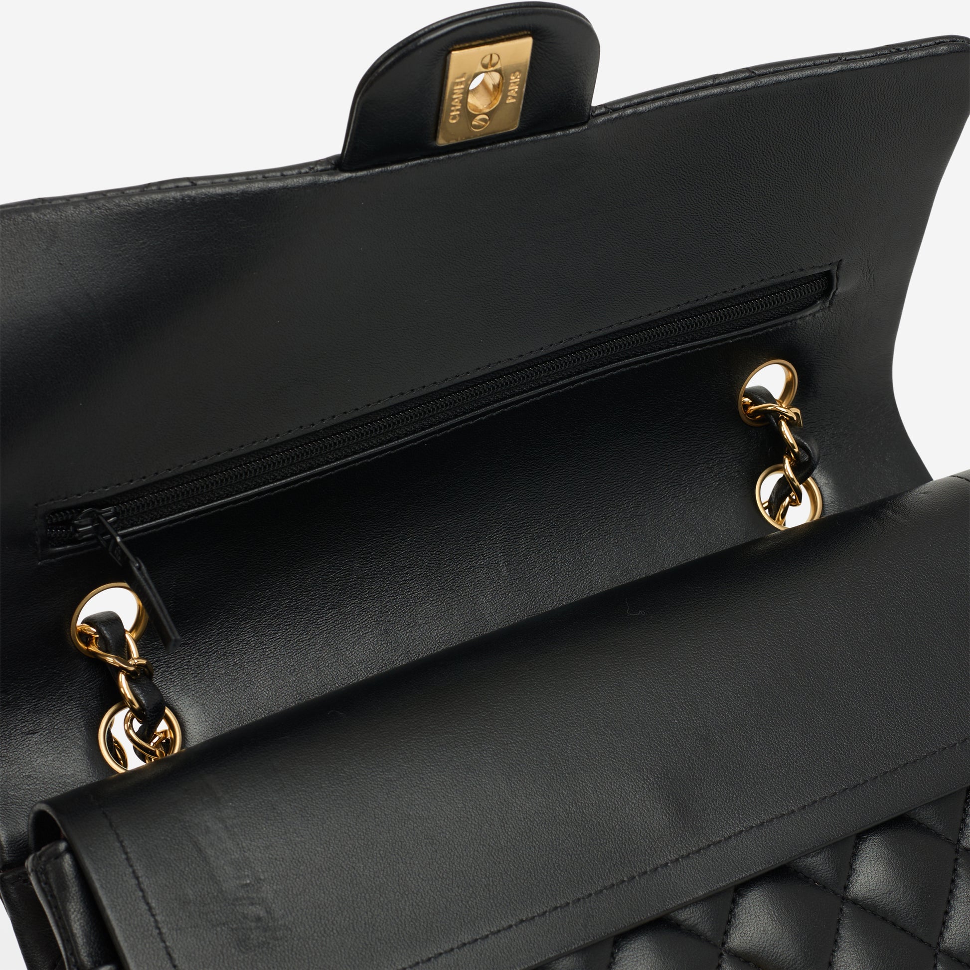 Chanel Medium Classic Flap - Black Lambskin | Gold Hardware - Bagista