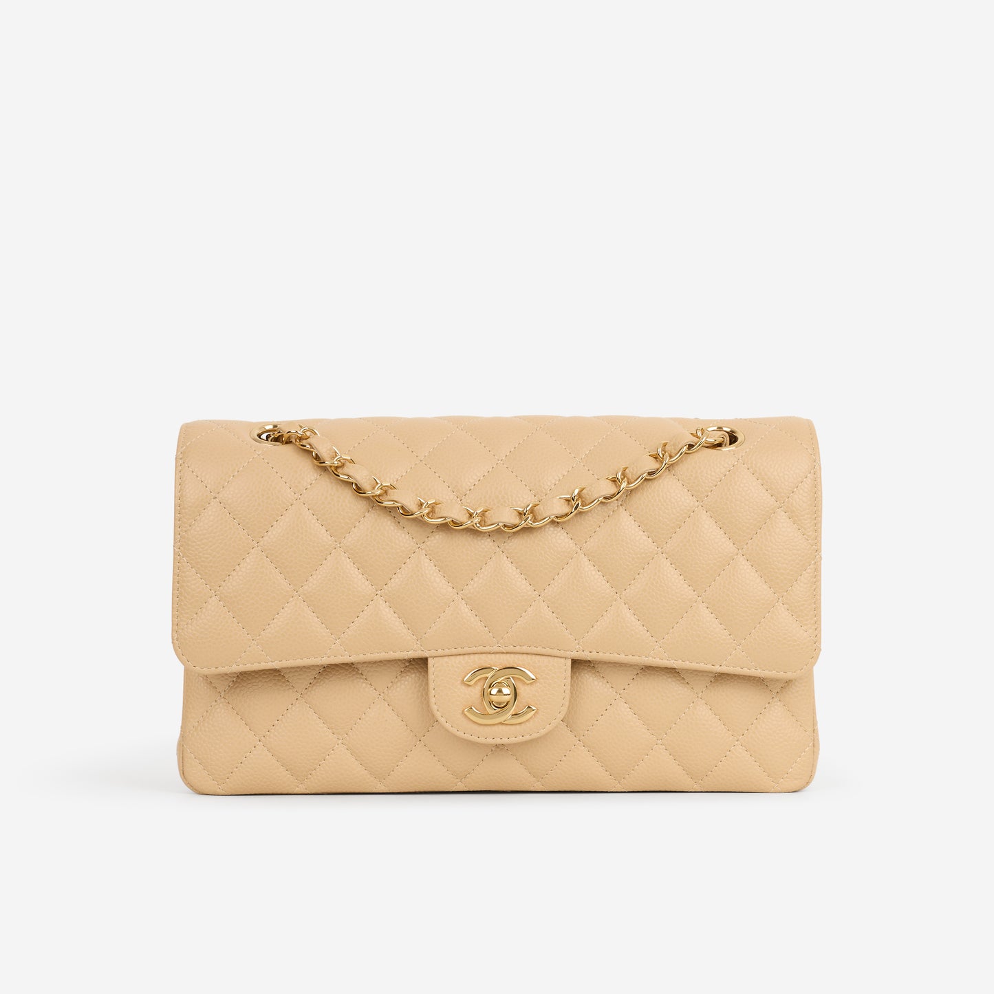 Chanel Medium Classic Flap - Beige Clair Caviar | Gold Hardware - Bagista