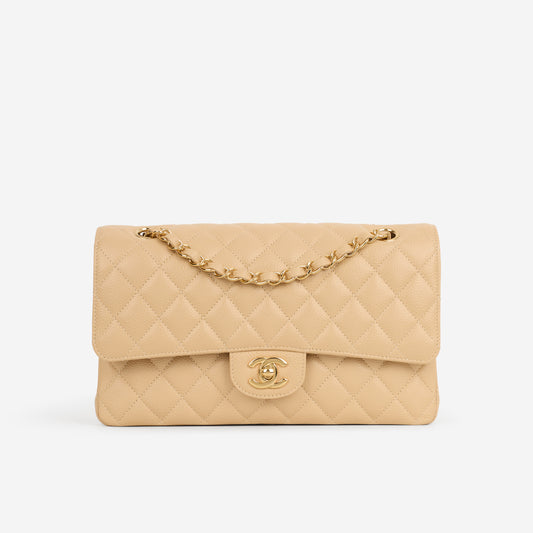 Chanel Medium Classic Flap - Beige Clair Caviar | Gold Hardware
