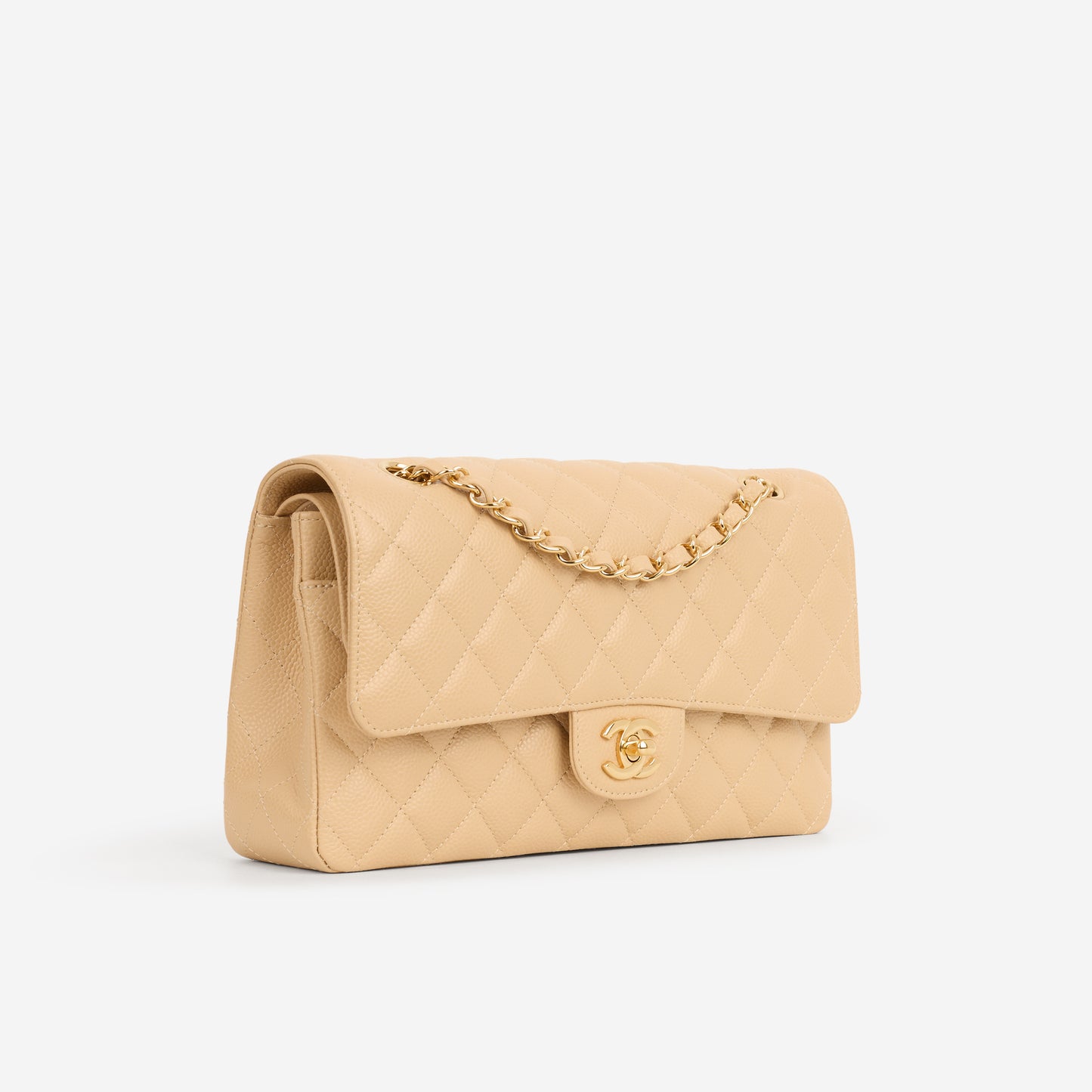 Chanel Medium Classic Flap - Beige Clair Caviar | Gold Hardware - Bagista