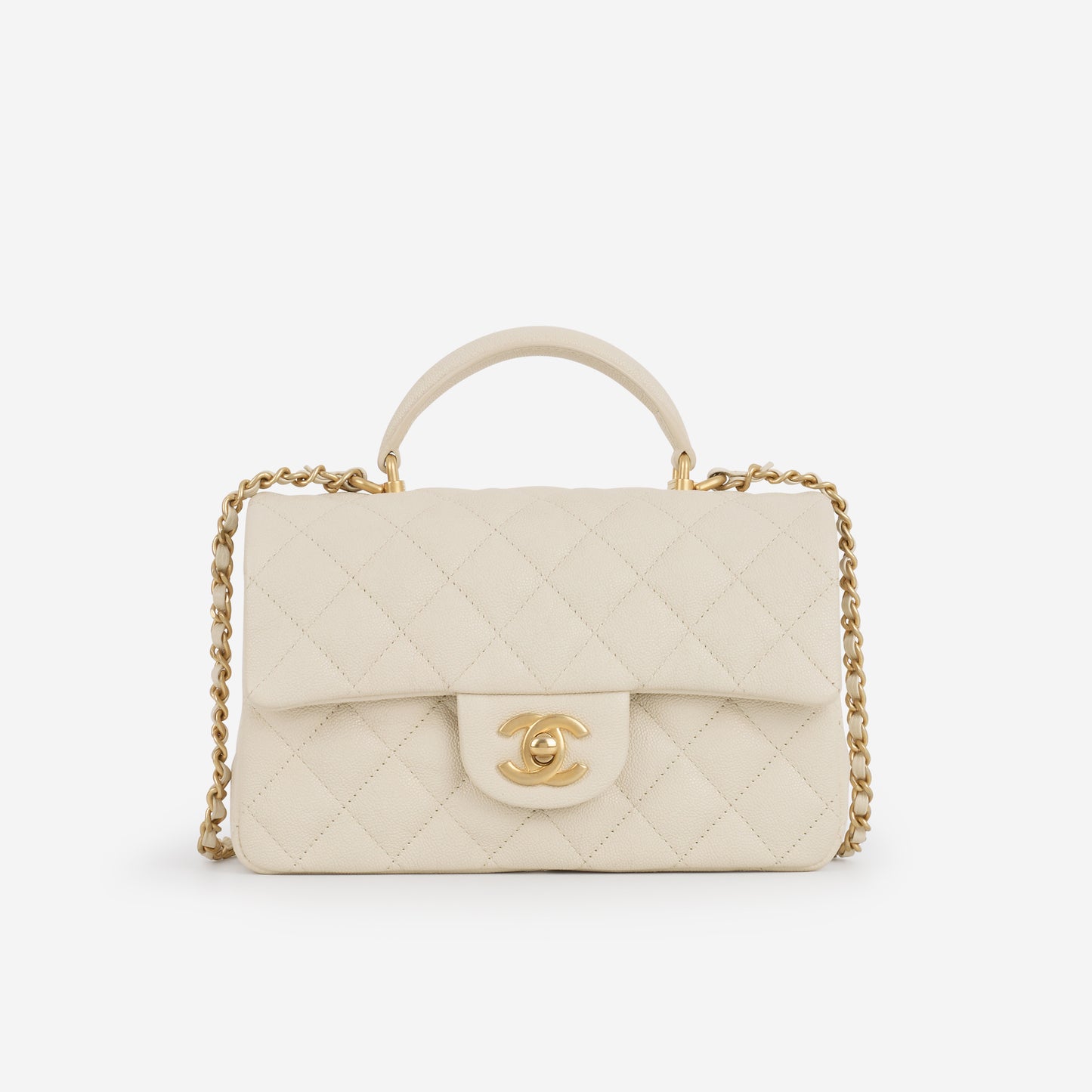 Chanel Mini Top Handle Flap - Ivory Caviar | Gold Hardware - Bagista