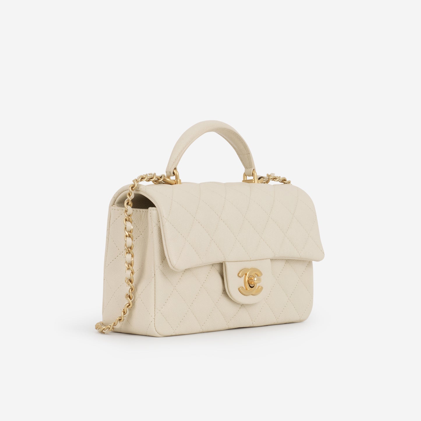 Chanel Mini Top Handle Flap - Ivory Caviar | Gold Hardware - Bagista