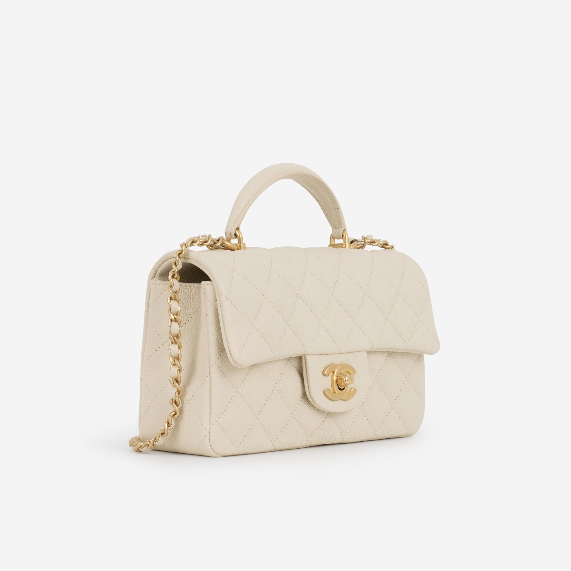 Chanel Mini Top Handle Flap - Ivory Caviar | Gold Hardware - Bagista