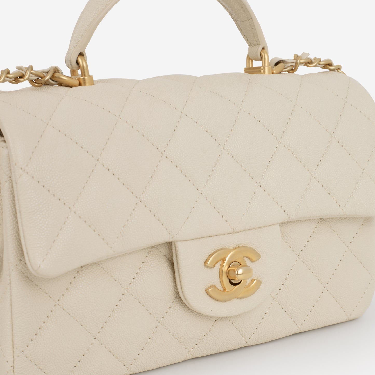 Chanel Mini Top Handle Flap - Ivory Caviar | Gold Hardware - Bagista