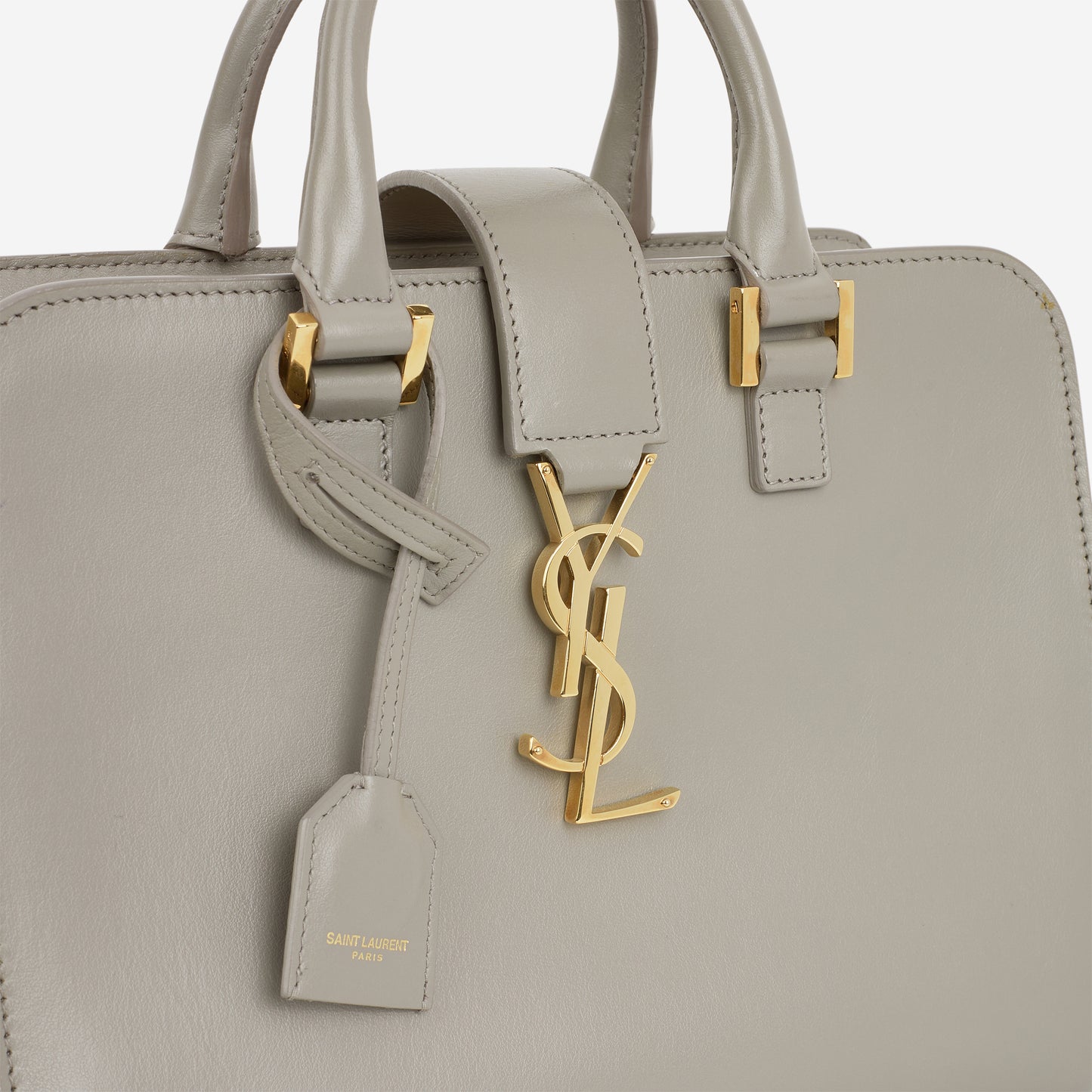 Saint Laurent Cabas Baby Tote - Grey Smooth Calfskin | Gold Hardware