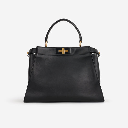 Fendi Medium Peekaboo - Black Nappa | Gold Hardware - Bagista