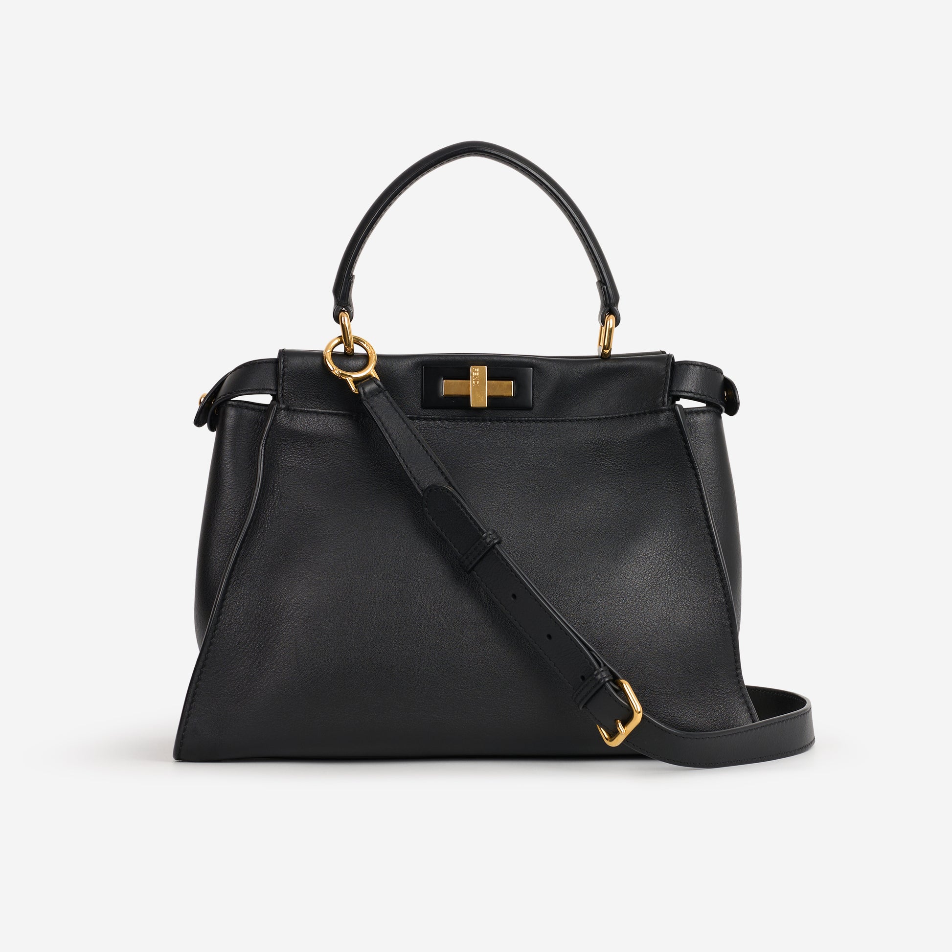 Fendi Medium Peekaboo - Black Nappa | Gold Hardware - Bagista