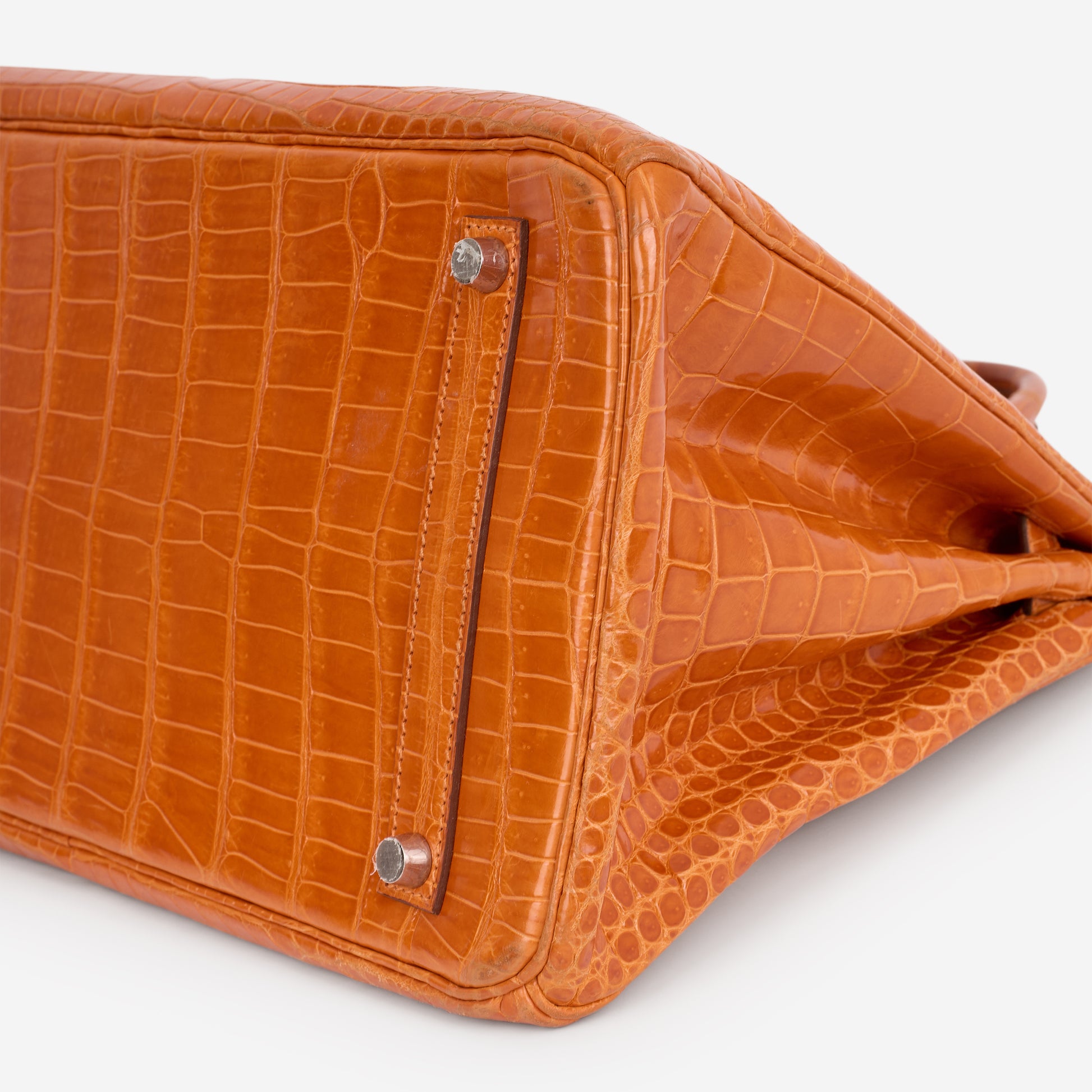 Hermès Birkin 35 - Orange Crocodile Porosus Lisse | Palladium Hardware - Bagista