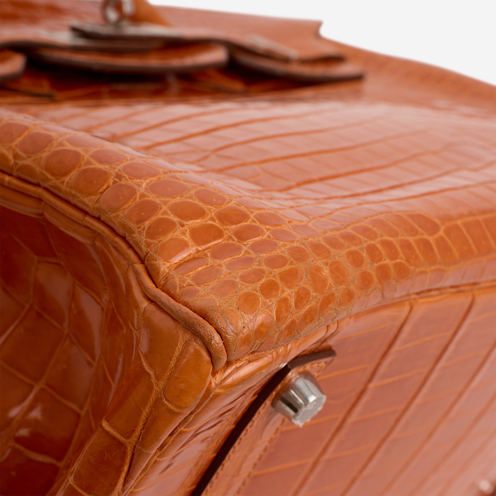 Hermès Birkin 35 - Orange Crocodile Porosus Lisse | Palladium Hardware - Bagista