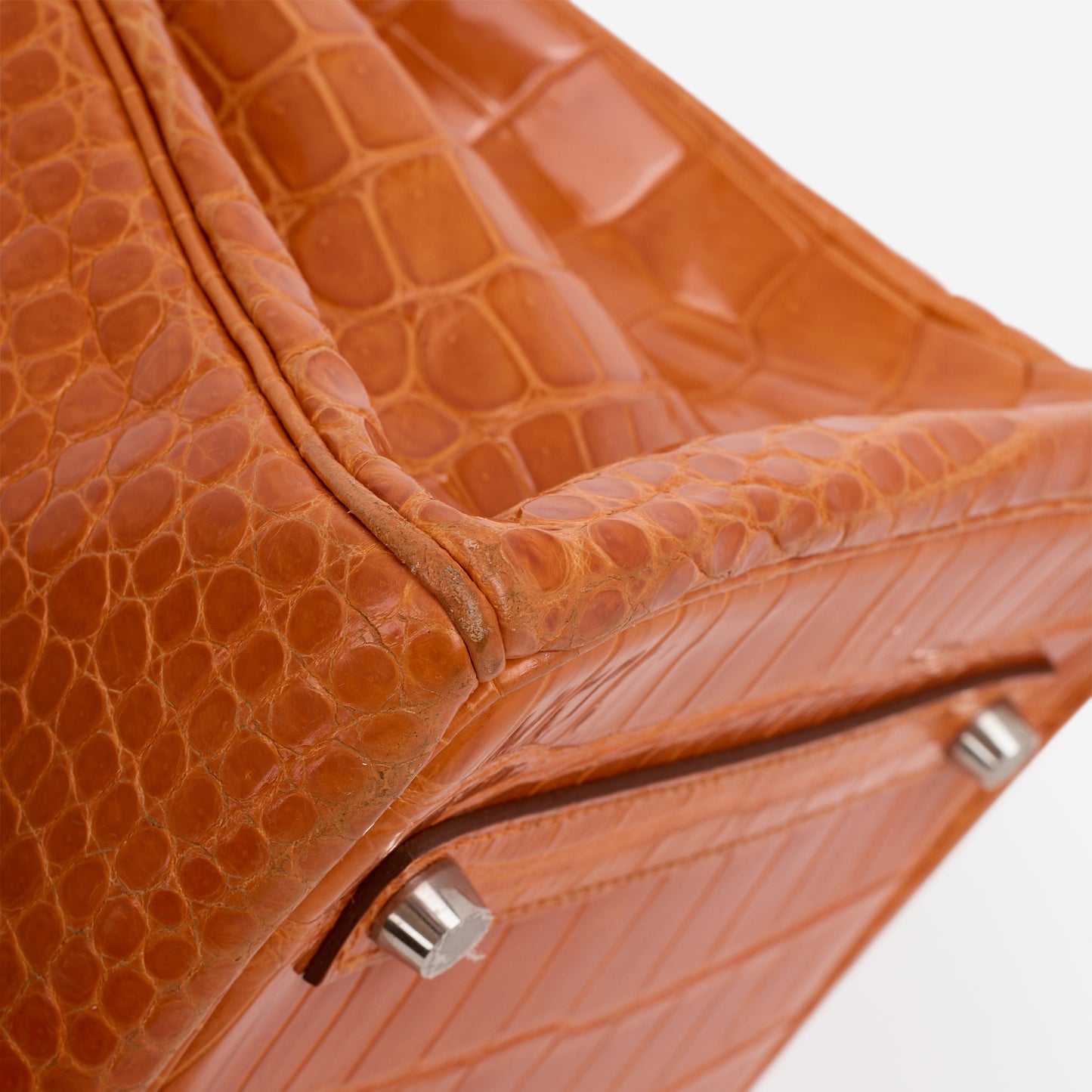 Hermès Birkin 35 - Orange Crocodile Porosus Lisse | Palladium Hardware - Bagista