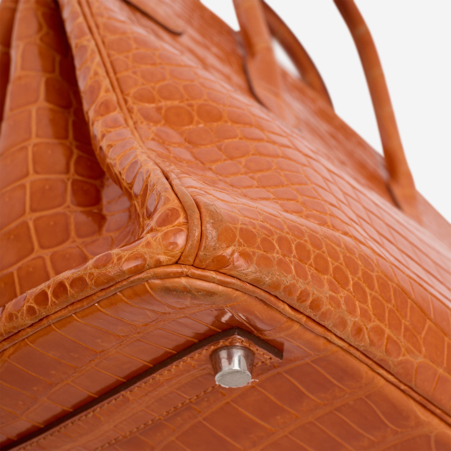 Hermès Birkin 35 - Orange Crocodile Porosus Lisse | Palladium Hardware - Bagista