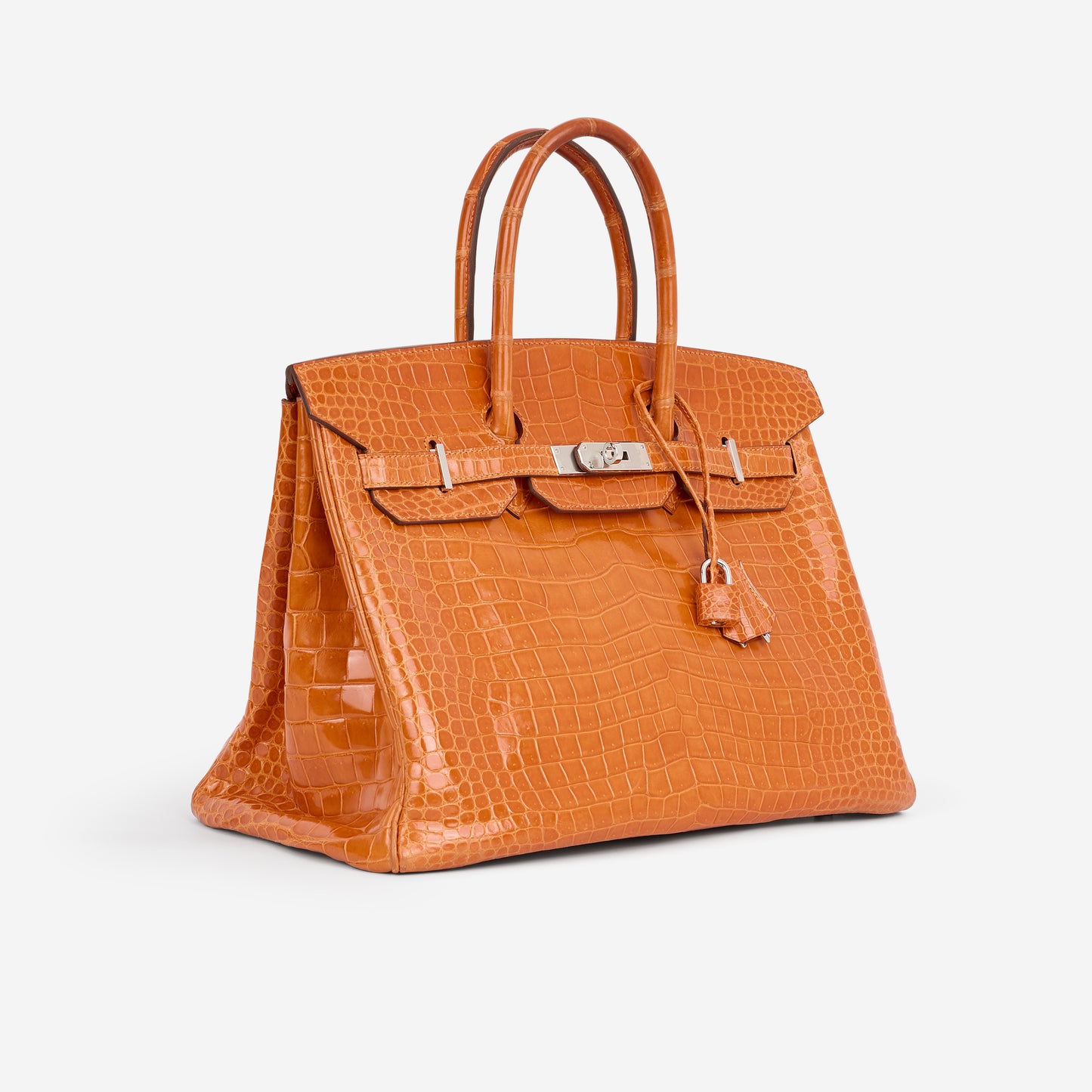 Hermès Birkin 35 - Orange Crocodile Porosus Lisse | Palladium Hardware - Bagista