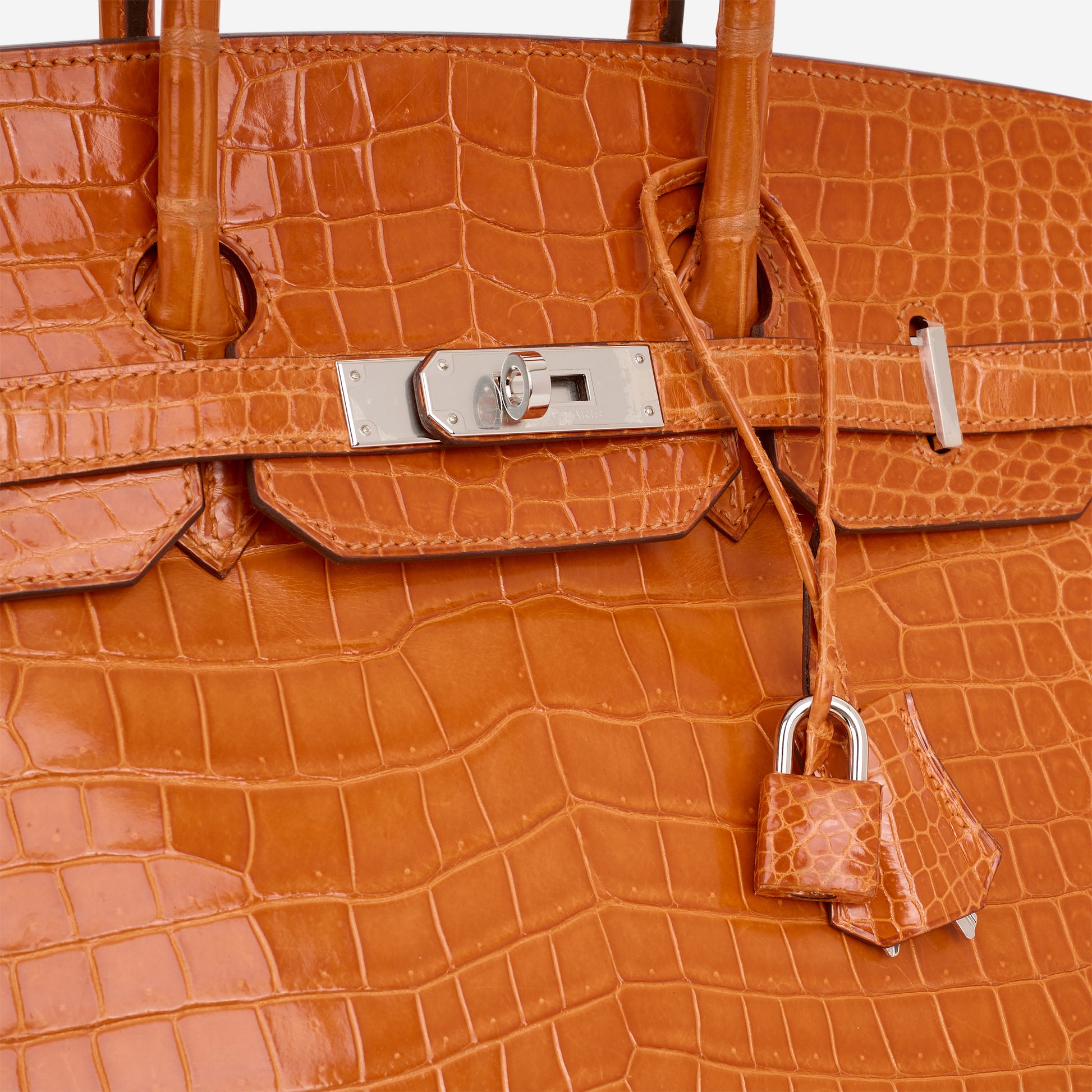 Hermès Birkin 35 - Orange Crocodile Porosus Lisse | Palladium Hardware - Bagista