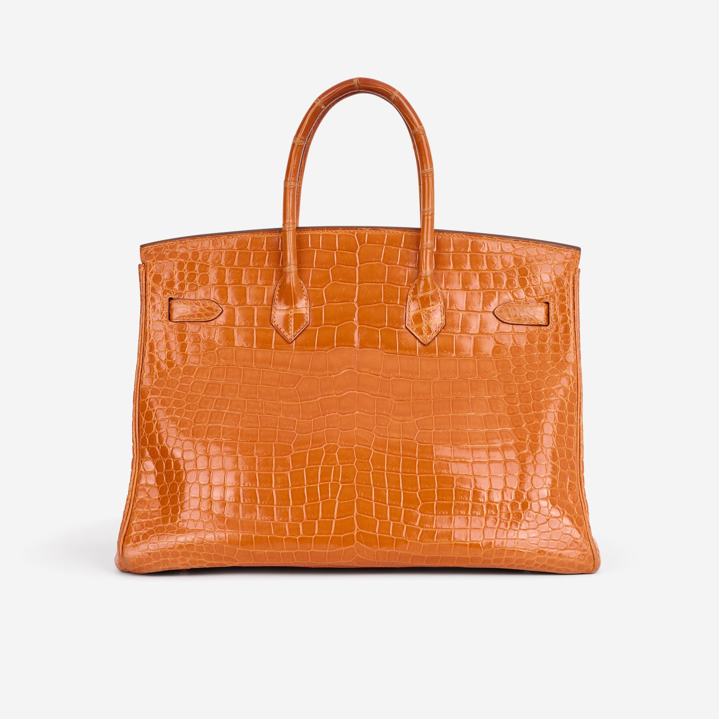 Hermès Birkin 35 - Orange Crocodile Porosus Lisse | Palladium Hardware - Bagista