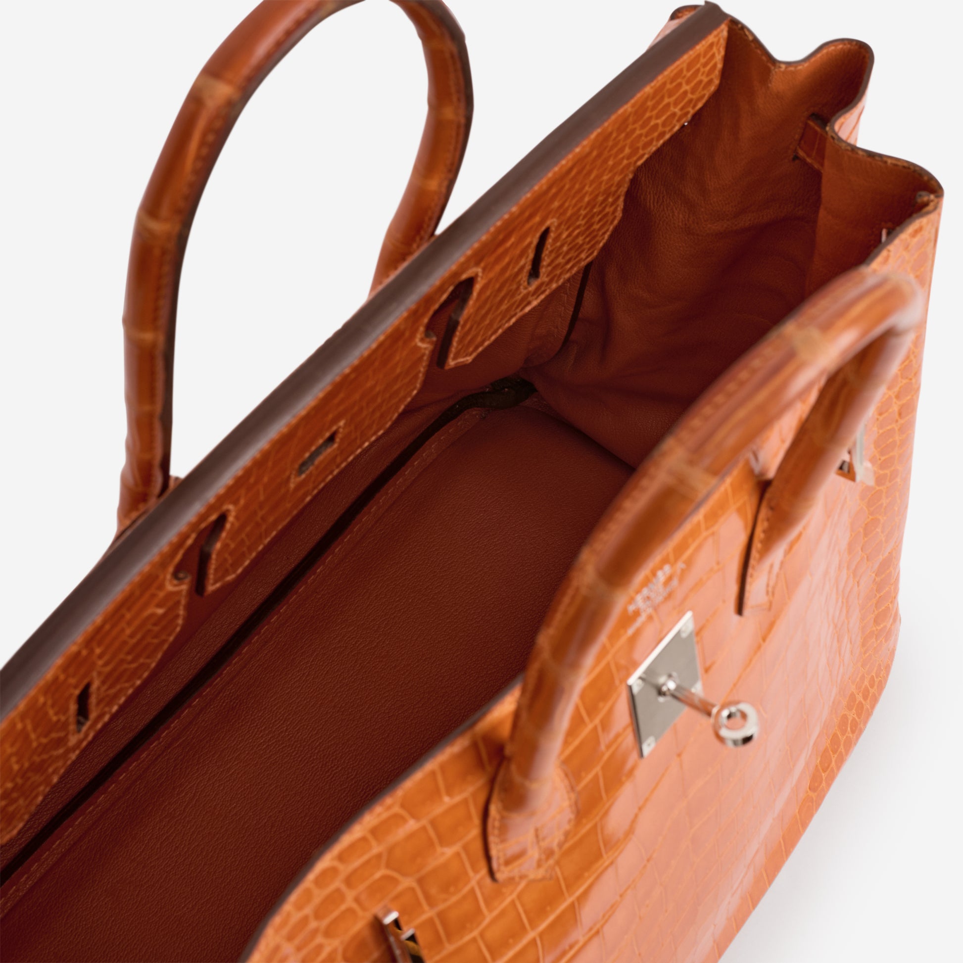 Hermès Birkin 35 - Orange Crocodile Porosus Lisse | Palladium Hardware - Bagista