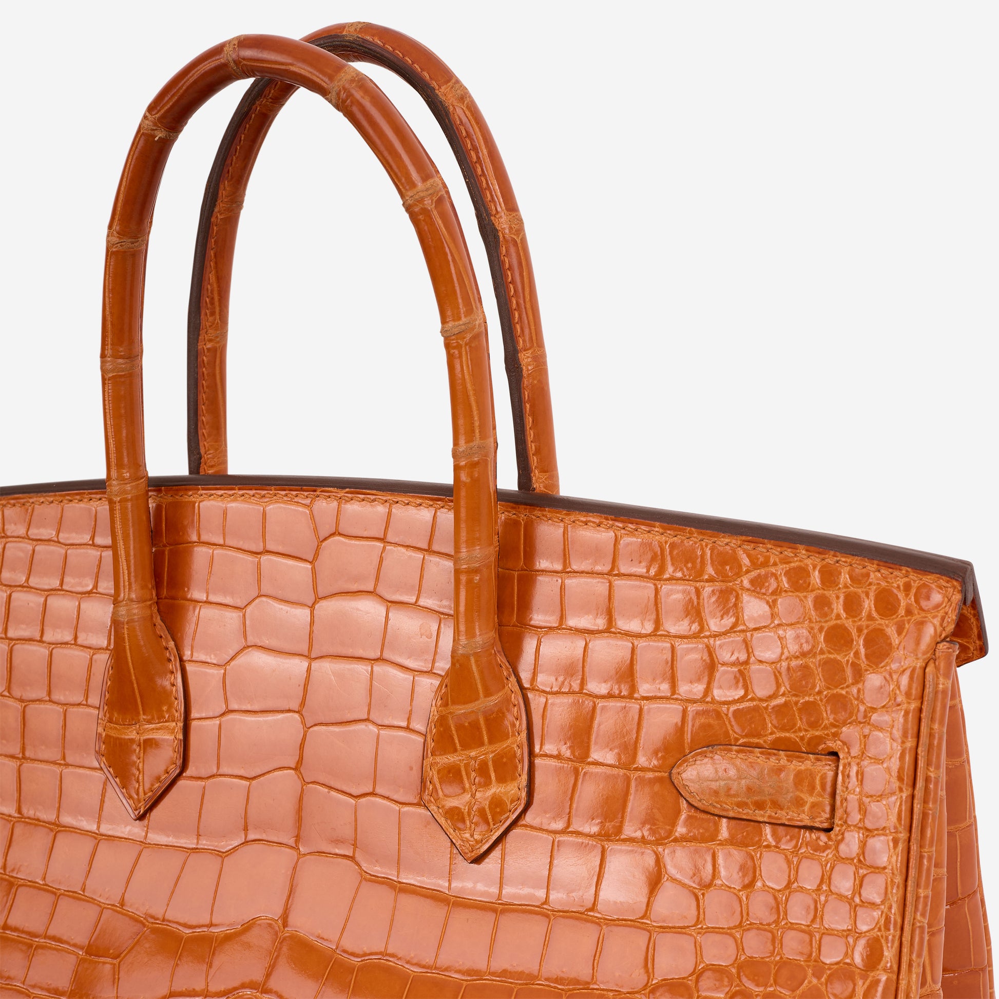 Hermès Birkin 35 - Orange Crocodile Porosus Lisse | Palladium Hardware - Bagista