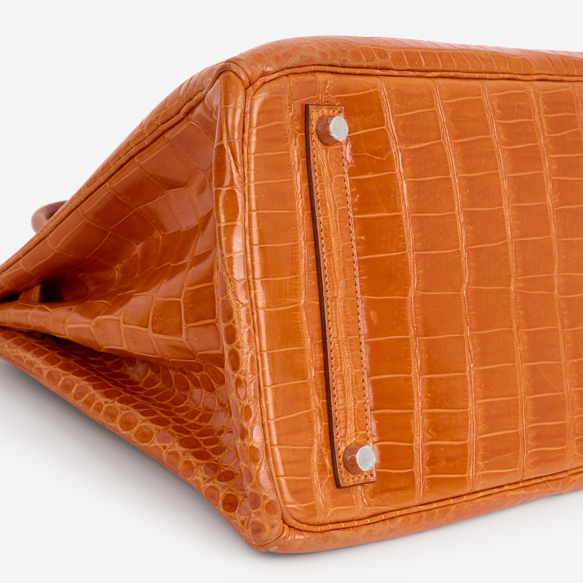 Hermès Birkin 35 - Orange Crocodile Porosus Lisse | Palladium Hardware - Bagista