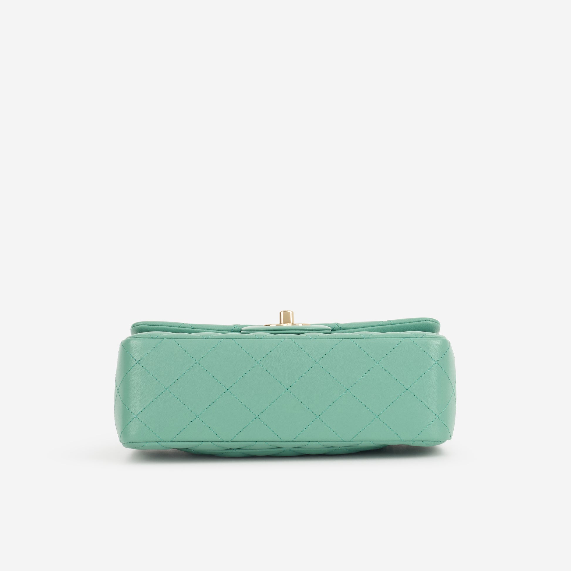 Chanel Mini Rectangular - Green Lambskin | Champagne Gold Hardware - Bagista
