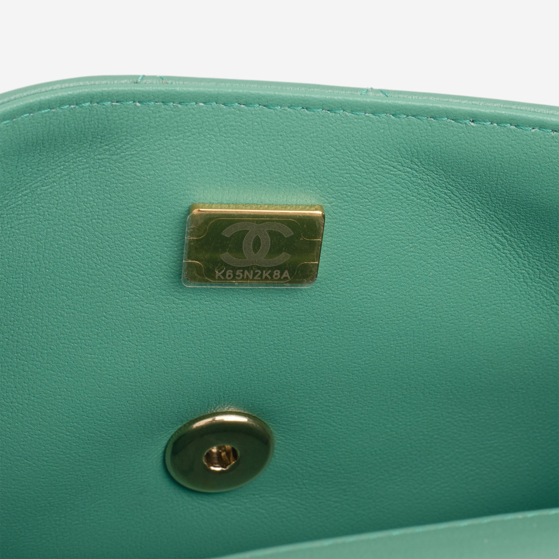 Chanel Mini Rectangular - Green Lambskin | Champagne Gold Hardware - Bagista