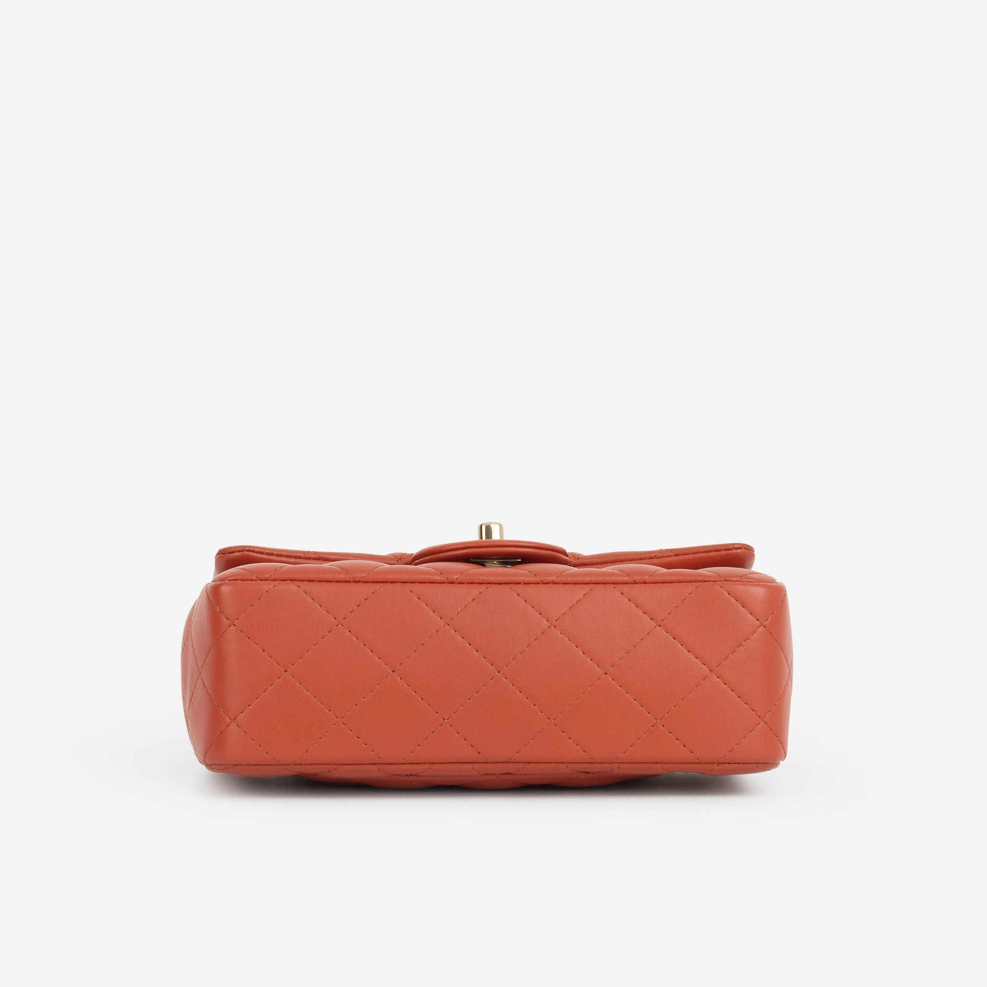 Chanel Mini Rectangular Brick Red Lambskin | Champagne Gold Hardware - Bagista