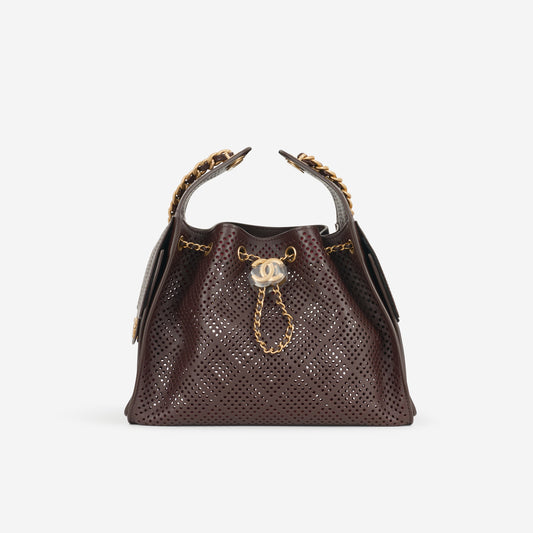 Chanel Small 25 Hobo - Perforated Dark Brown Calfskin | Gold Hardware