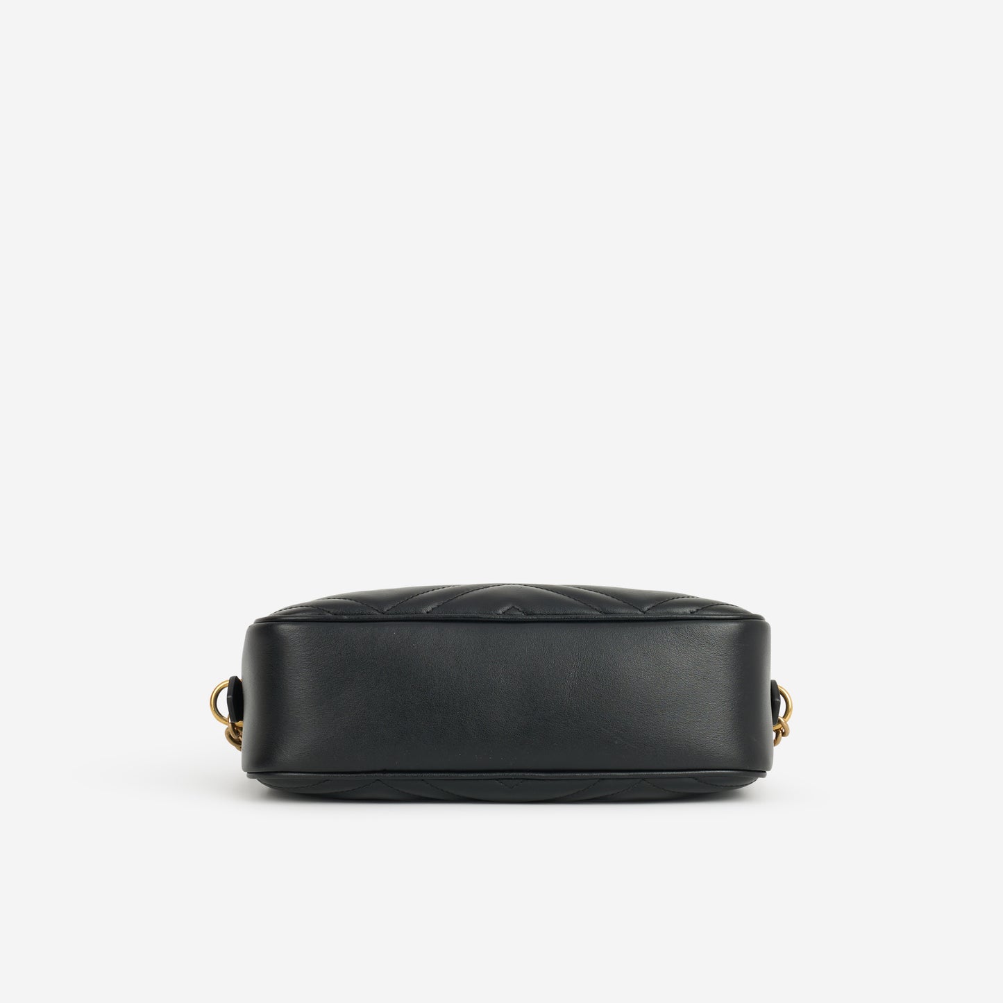 Gucci GG Marmont Camera Bag - Black Chevron Calfskin | Gold Hardware