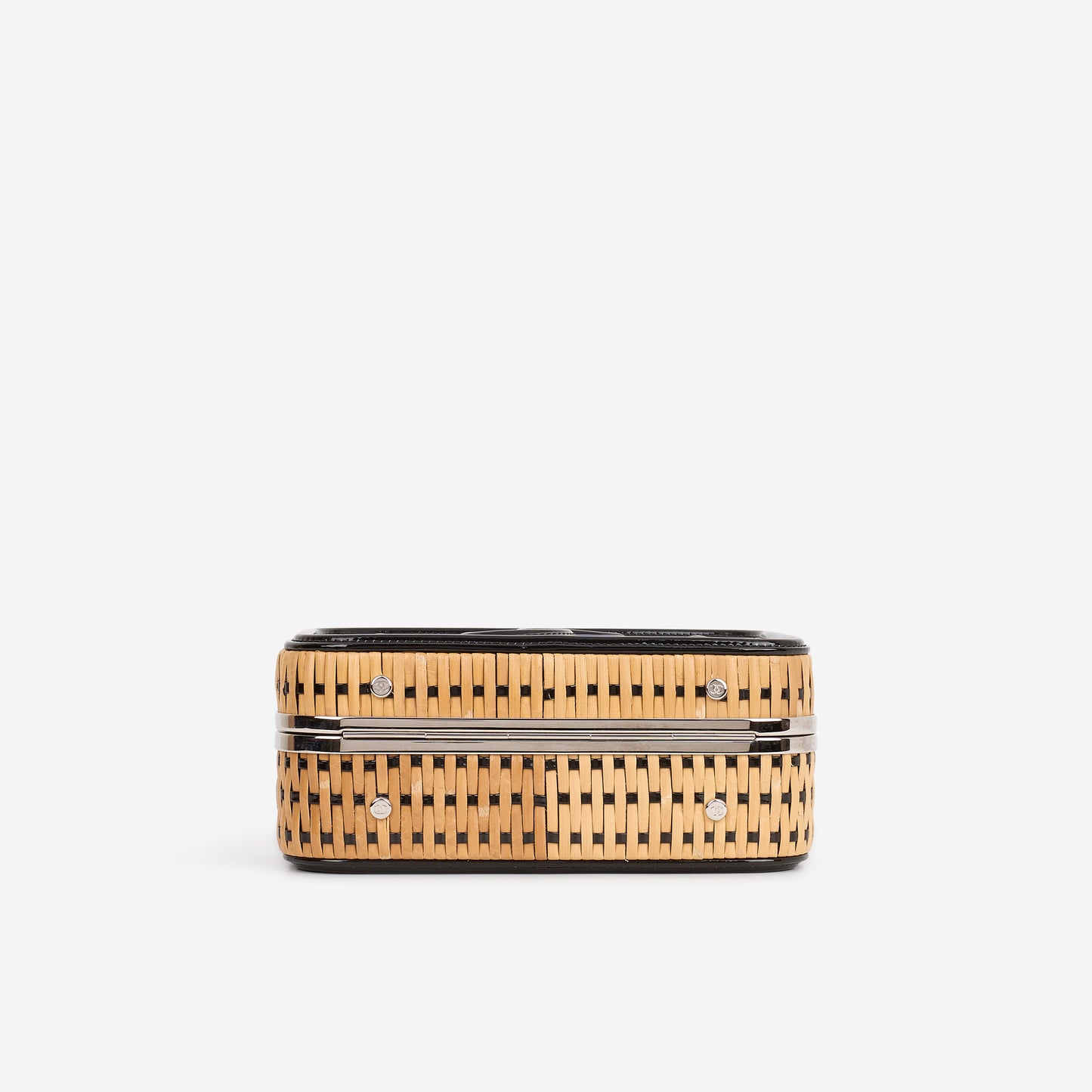 Chanel Medium Filigree CC Vanity Case - Beige/Black Patent  | Silver Hardware