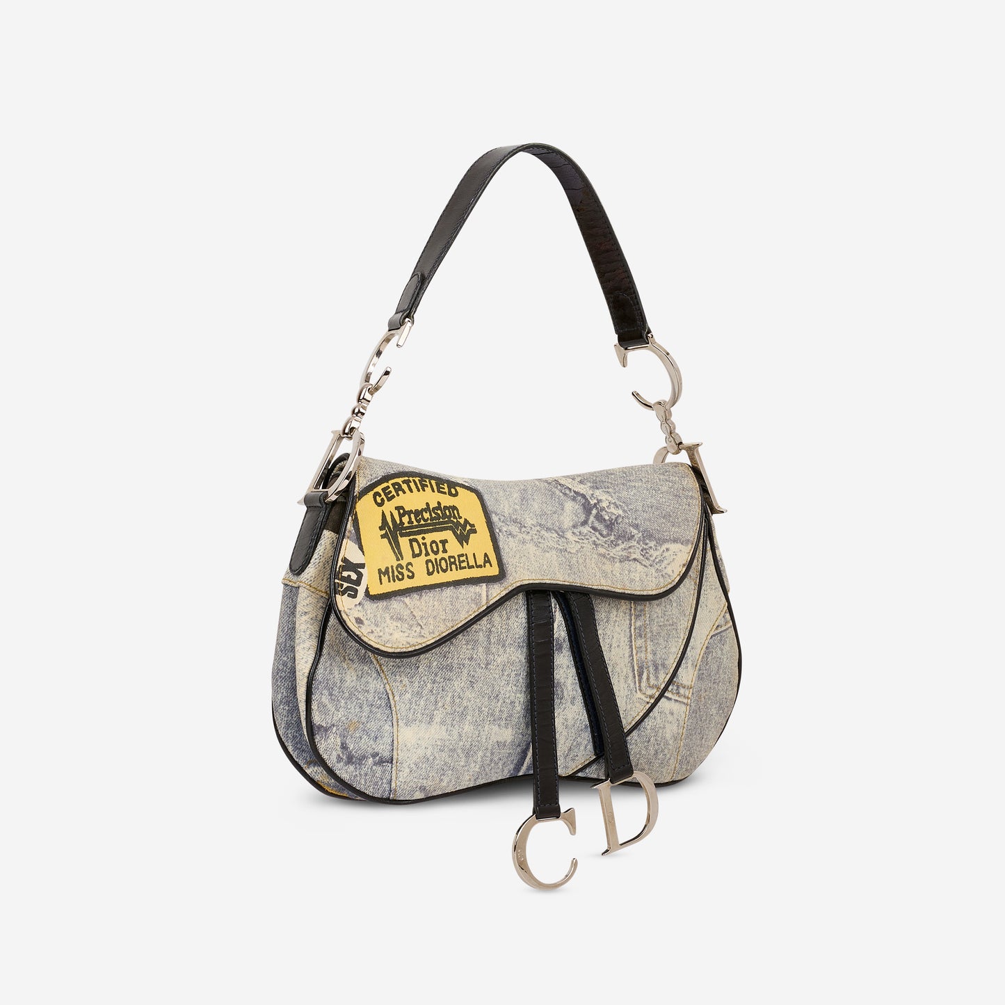 Dior Vintage "Miss Diorella" Saddle Bag - Denim Printed Canvas | Silver Hardware