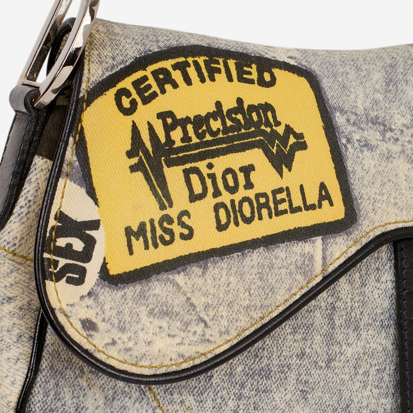 Dior Vintage "Miss Diorella" Saddle Bag - Denim Printed Canvas | Silver Hardware