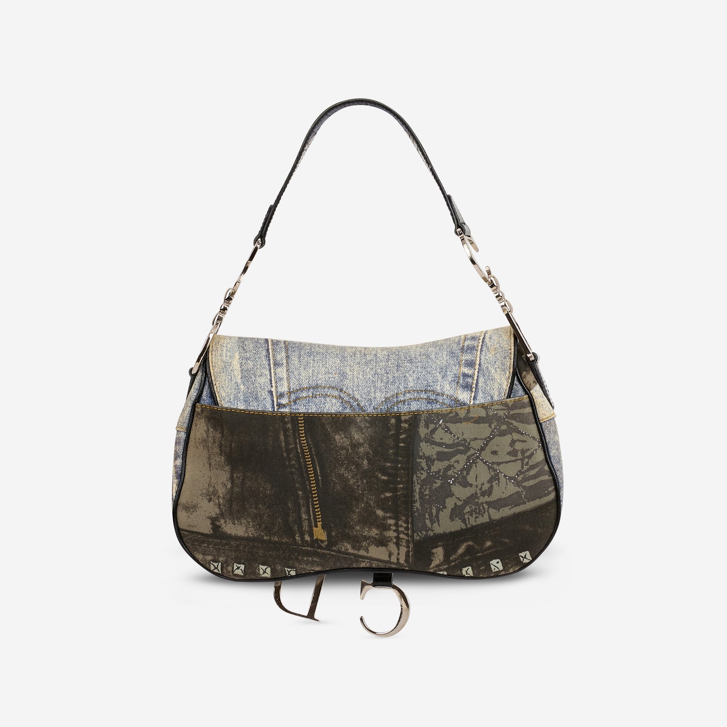 Dior Vintage "Miss Diorella" Saddle Bag - Denim Printed Canvas | Silver Hardware