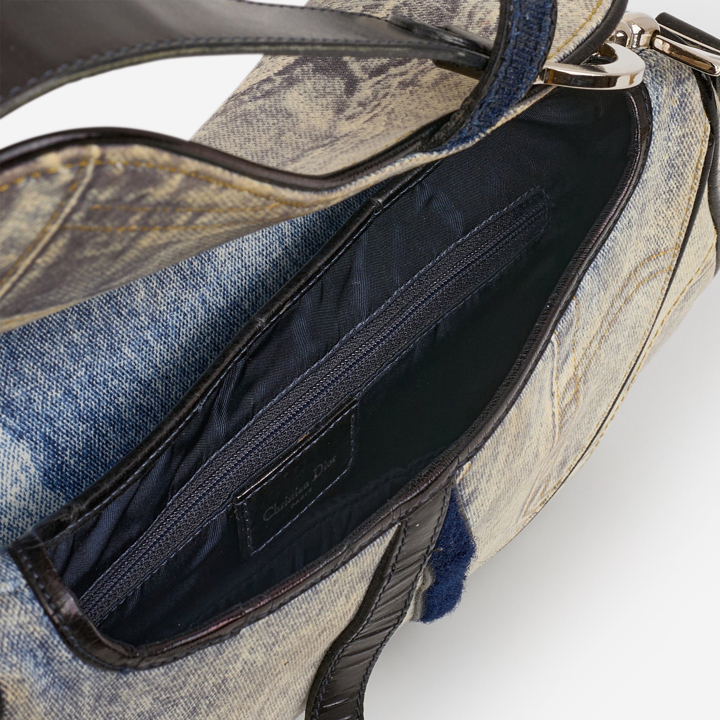 Dior Vintage "Miss Diorella" Saddle Bag - Denim Printed Canvas | Silver Hardware