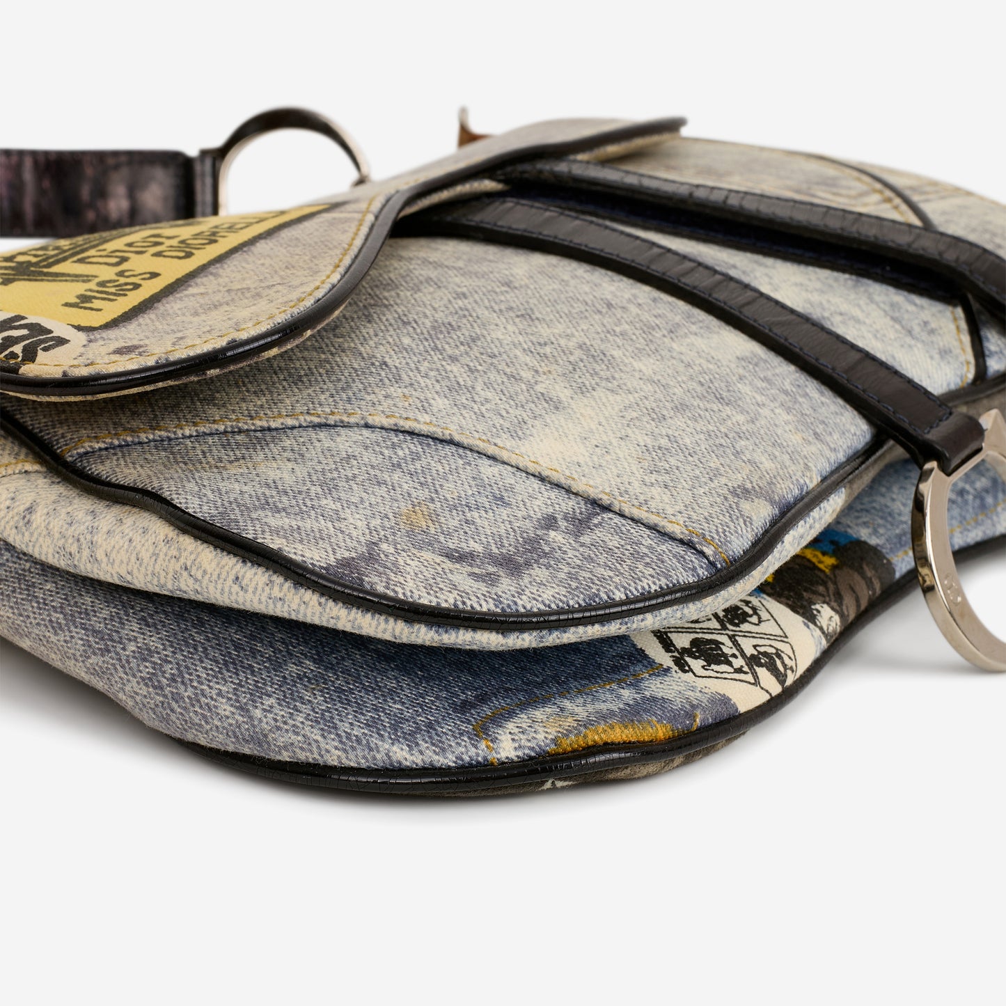 Dior Vintage "Miss Diorella" Saddle Bag - Denim Printed Canvas | Silver Hardware
