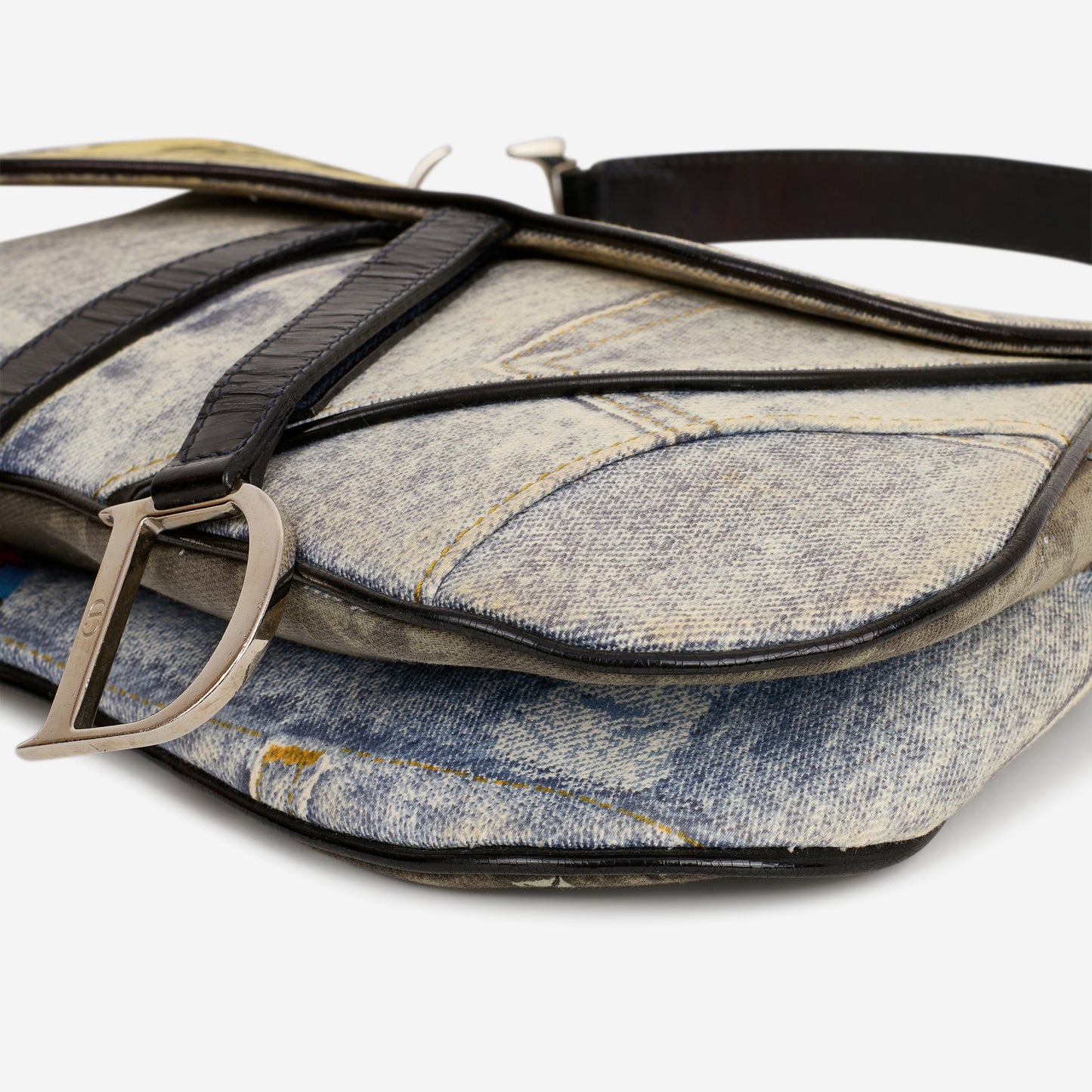 Dior Vintage "Miss Diorella" Saddle Bag - Denim Printed Canvas | Silver Hardware