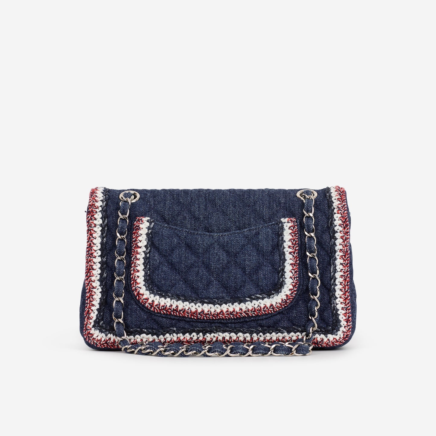 Chanel Frame Flap - Blue Denim / Braided Tweed | Silver Hardware