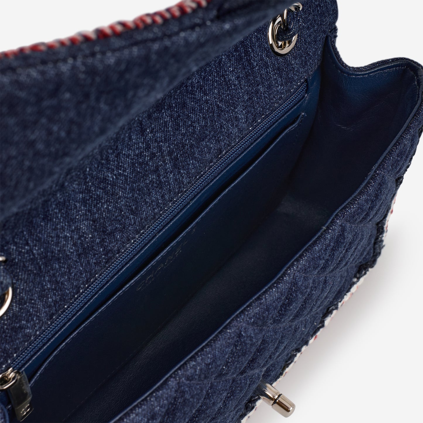 Chanel Frame Flap - Blue Denim / Braided Tweed | Silver Hardware