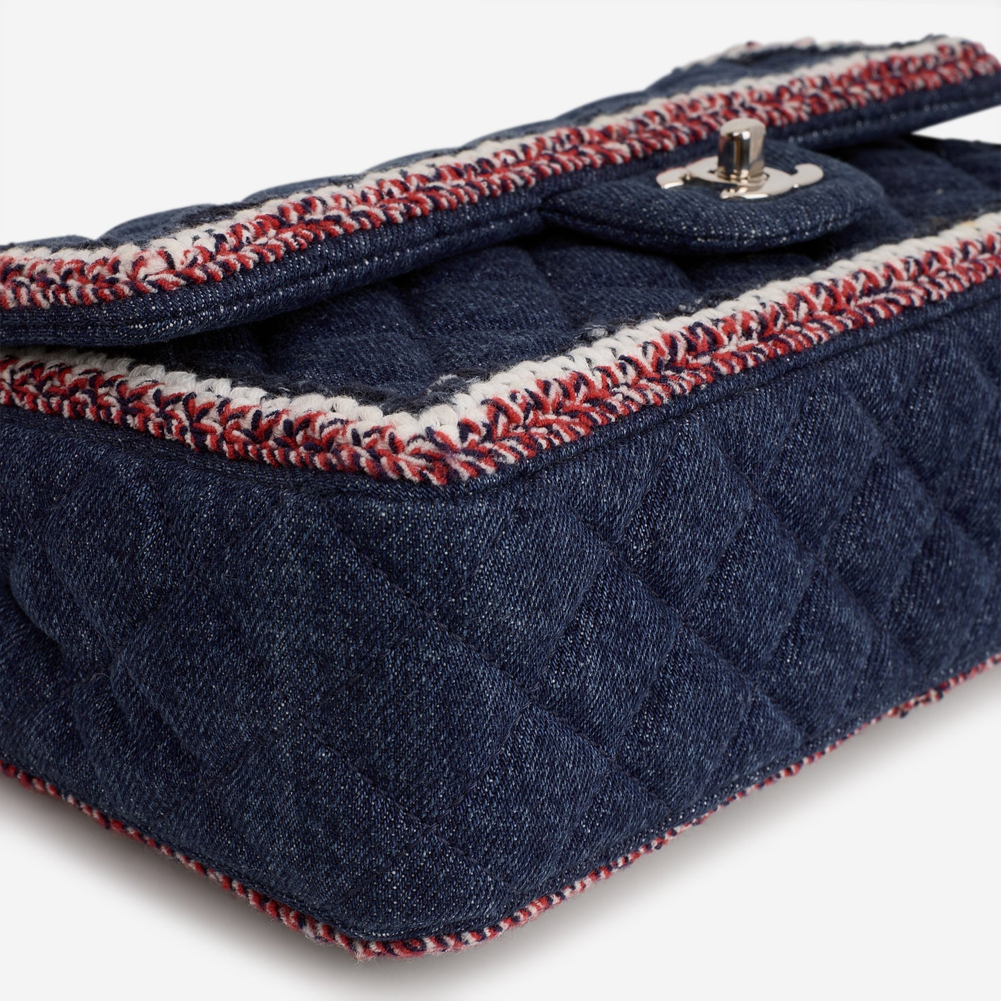 Chanel Frame Flap - Blue Denim / Braided Tweed | Silver Hardware