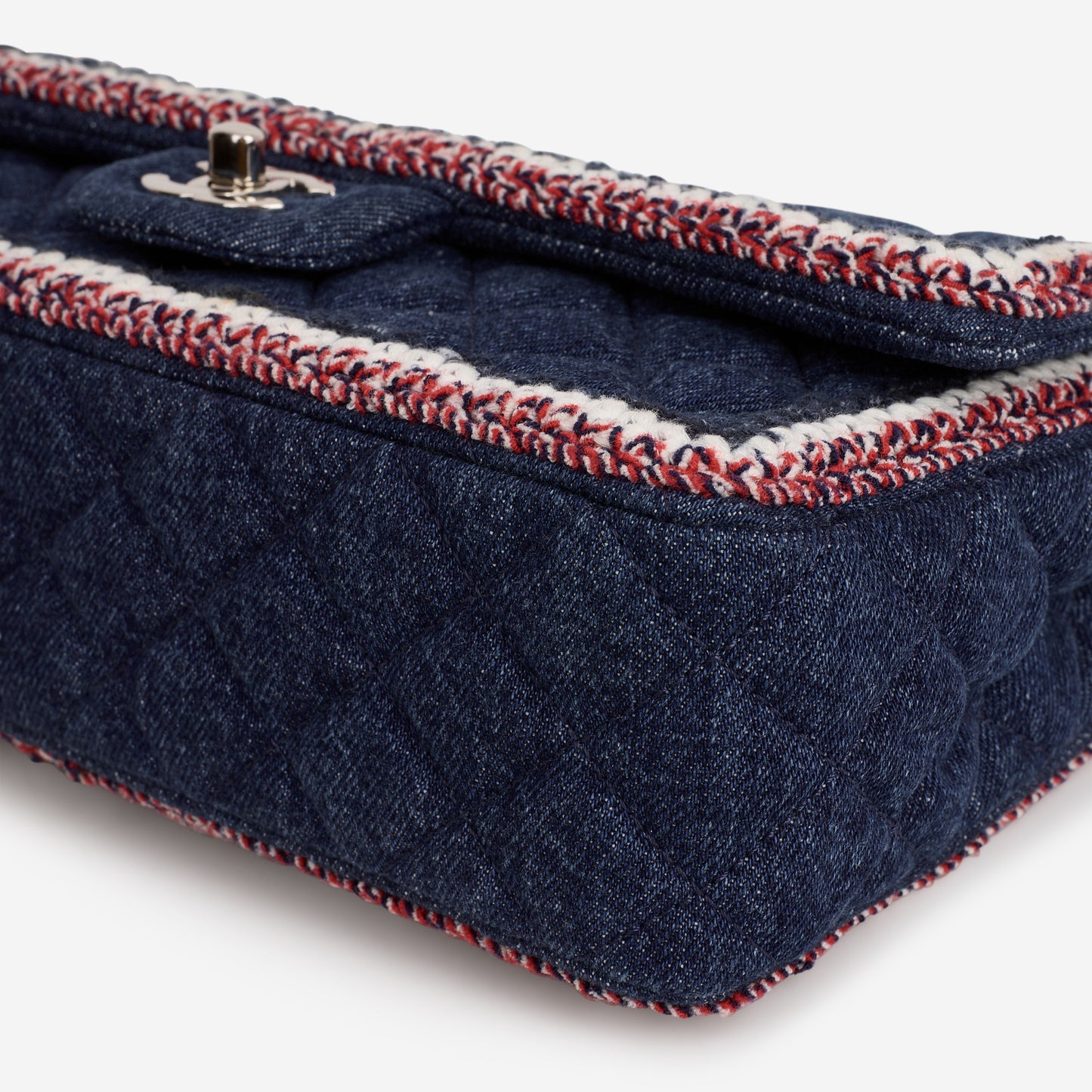 Chanel Frame Flap - Blue Denim / Braided Tweed | Silver Hardware