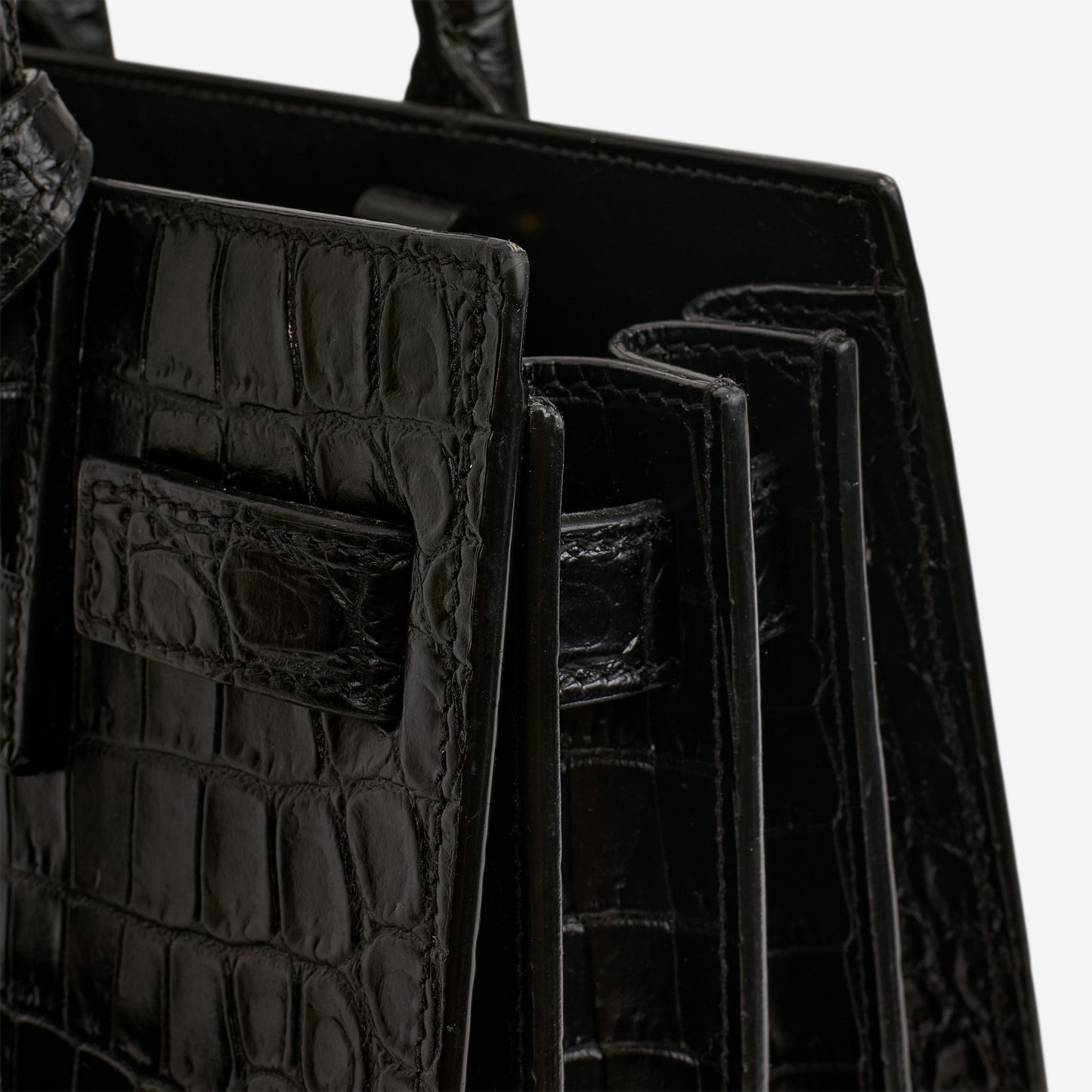 Saint Laurent Nano Sac De Jour - Black Croc Embossed | Gold Hardware