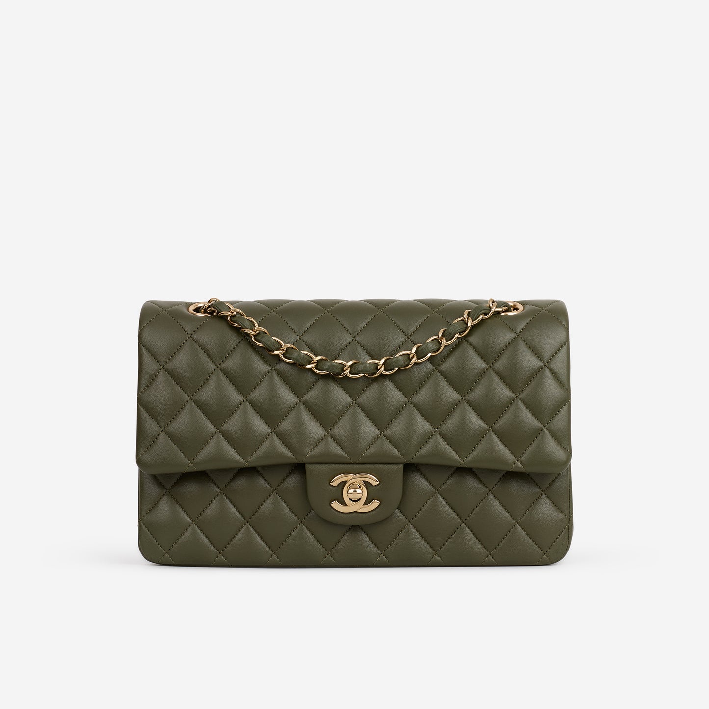 Chanel Medium Classic Flap - Olive Lambskin | Champagne Gold Hardware