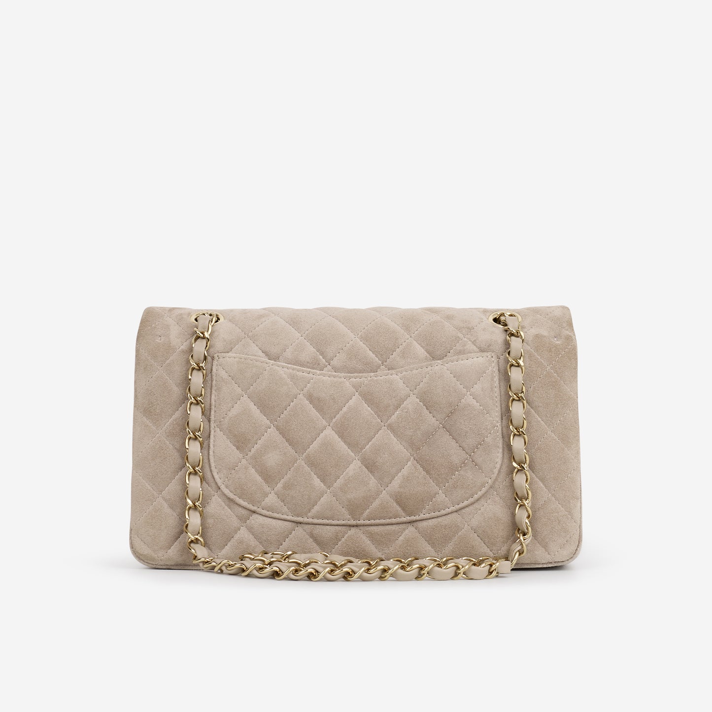 Chanel Medium Classic Flap - Grey Suede | Champagne Gold Hardware